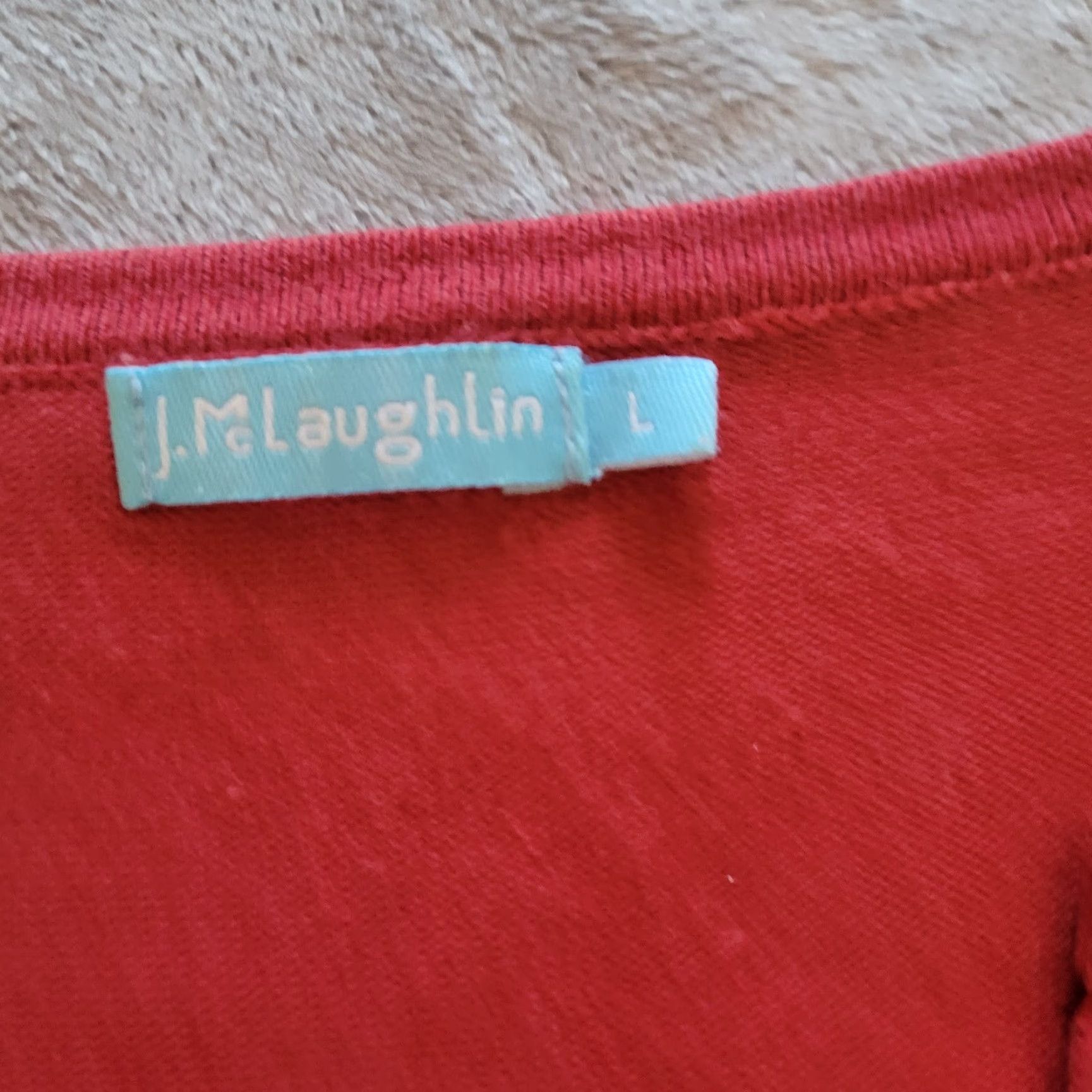 J.McLaughlin J. McLaughlin Sweater Top Women L Red V-Neck 3/4 Sleeve Button Classic Basic Size L / US 10 / IT 46 - 4 Thumbnail