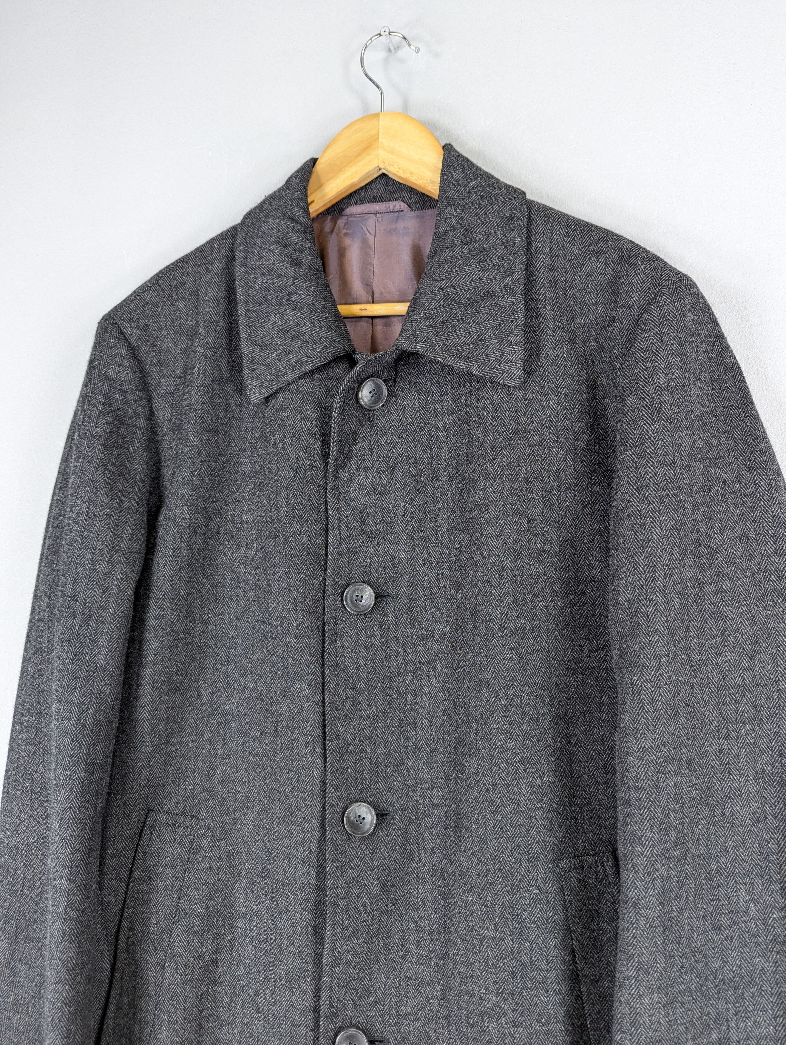Hugo Boss Boss By Hugo Boss Herringbone Wool Long Coat Jacket Size US M / EU 48-50 / 2 - 4 Thumbnail