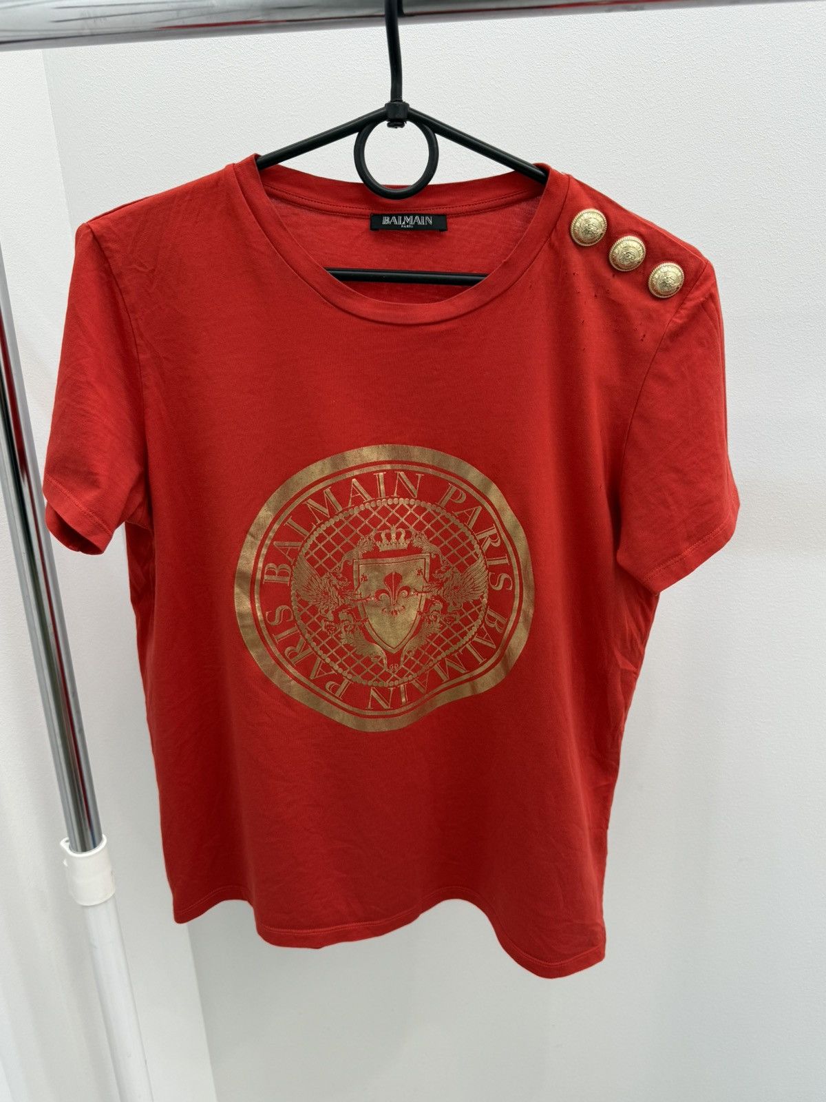 Balmain Balmain Big Logo Cotton T Shirt Size XS / US 0-2 / IT 36-38 - 1 Thumbnail