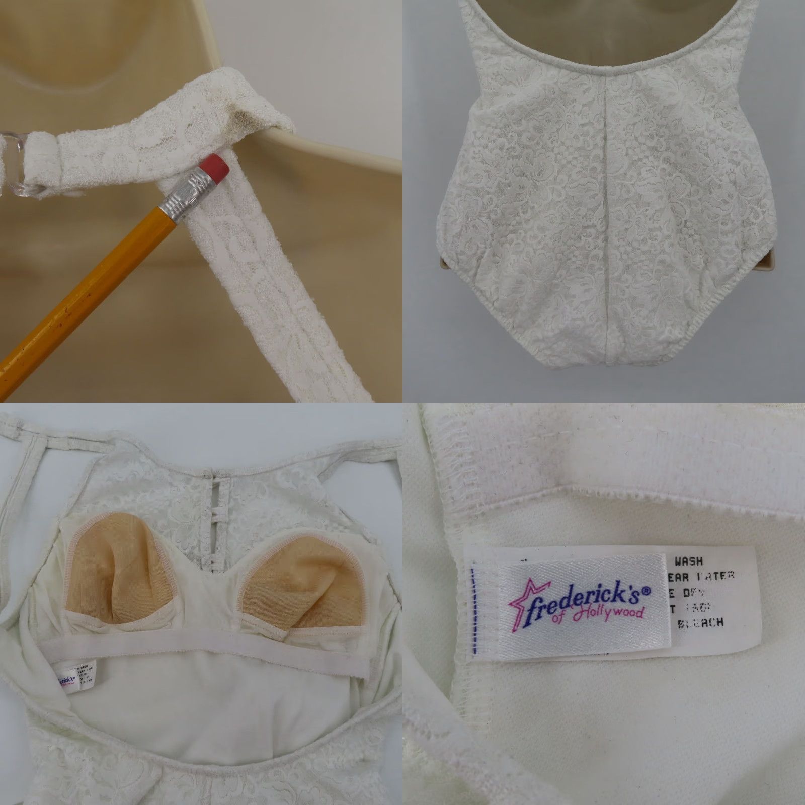Vintage VINTAGE Fredericks of Hollywood Womens 8 White Lace One Piece Swimsuit NEW No Tags Size ONE SIZE - 8 Thumbnail