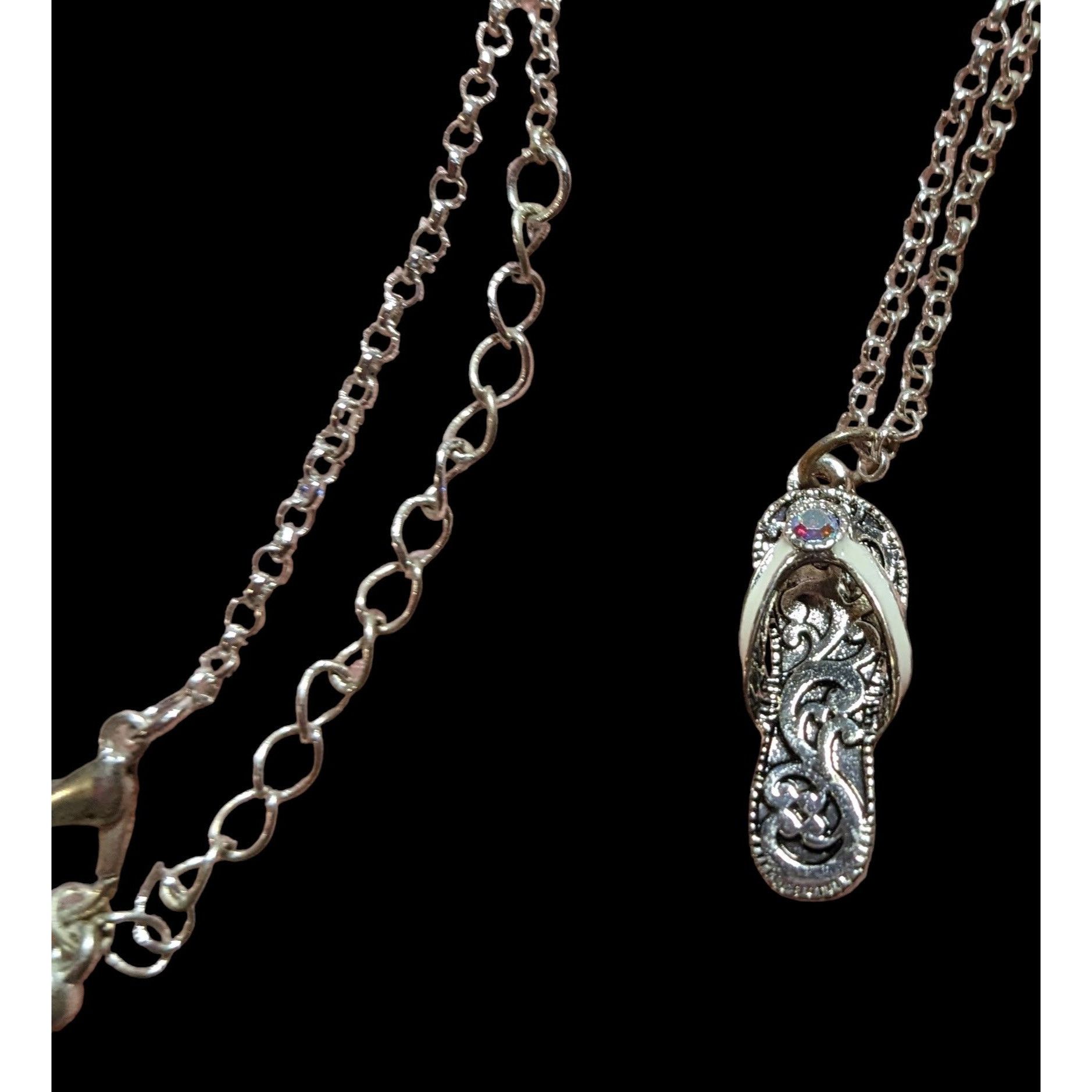 Other Silver Rhinestone Sandal Necklace Size ONE SIZE - 1 Thumbnail