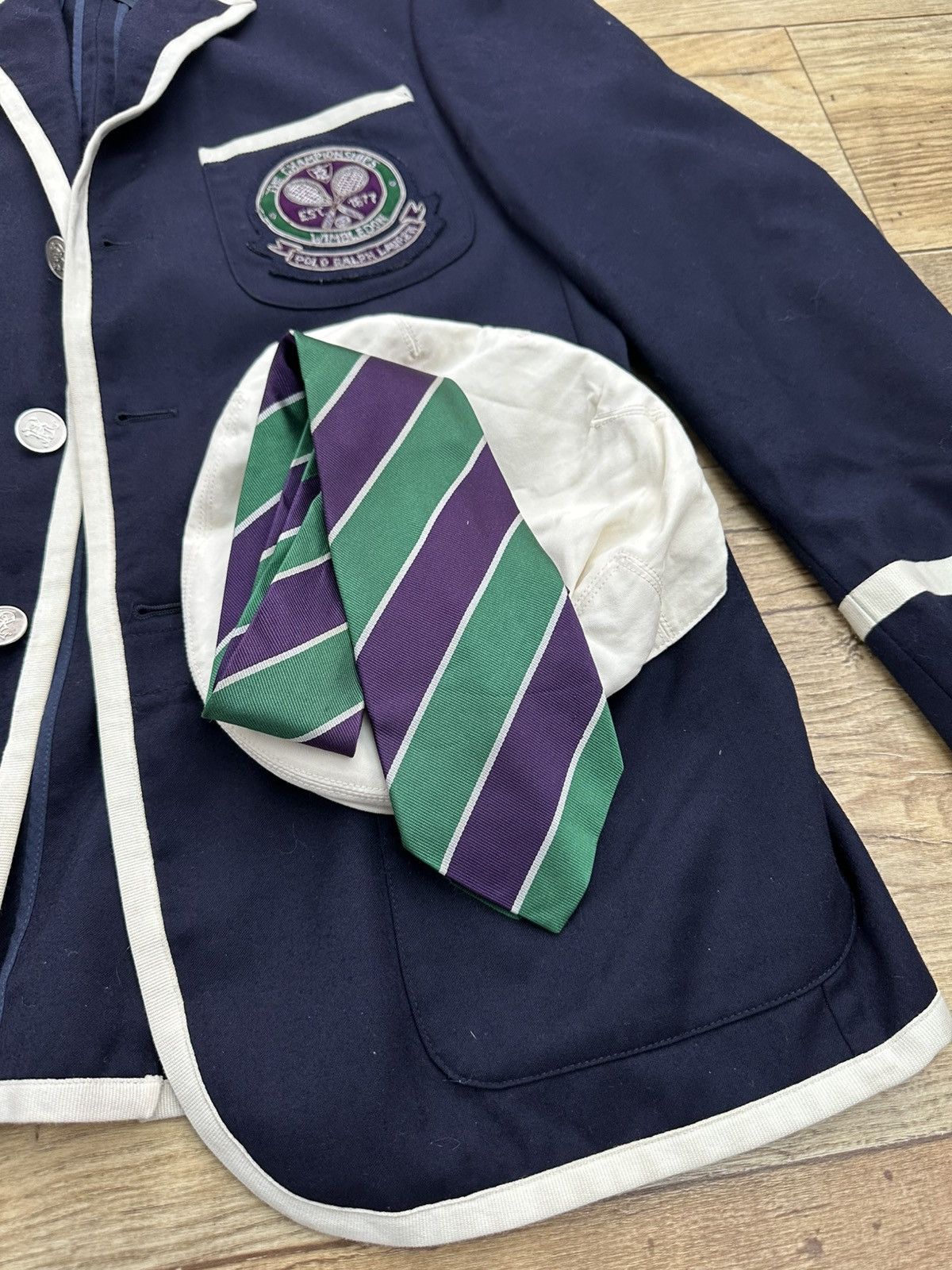 Polo Ralph Lauren Wimbledon Tennis line judge blazer, tie and cap Size 40S - 4 Thumbnail