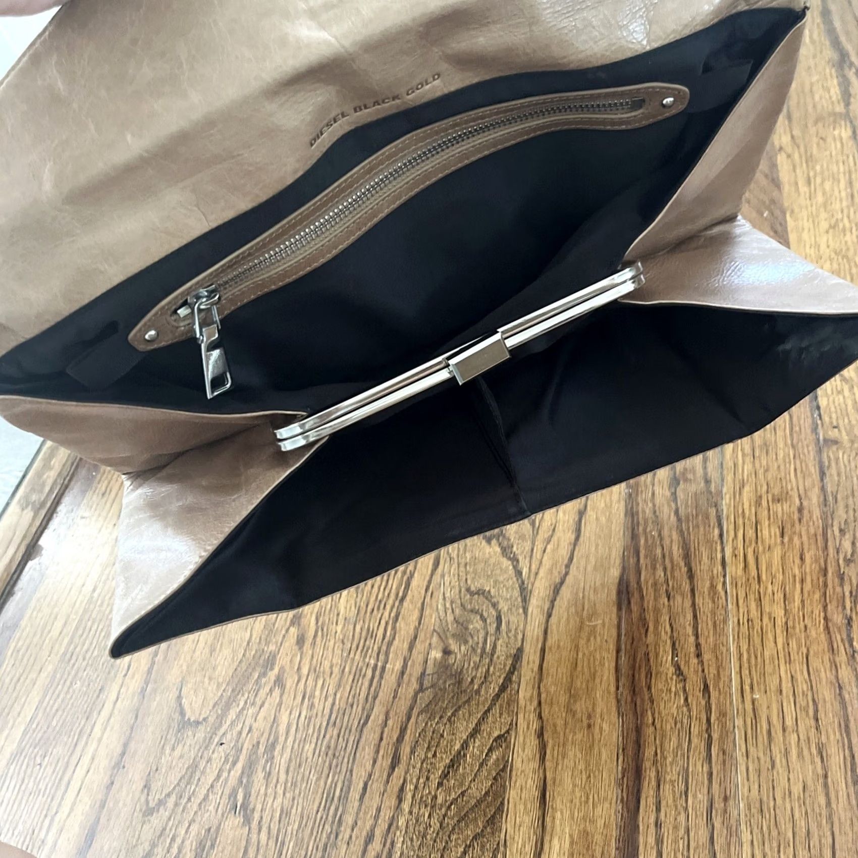 Diesel Diesel Clutch Bag Leather Black Gold Beige Women Size ONE SIZE - 5 Thumbnail