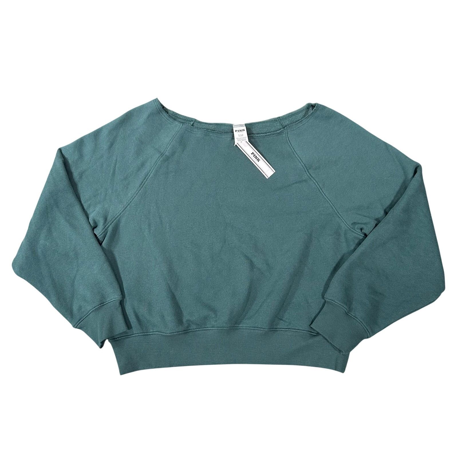 Pink Victoria's Secret Pink Boatneck Green Sweatshirt Size S Size S / US 4 / IT 40 - 1 Thumbnail