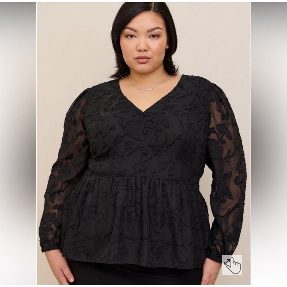 Other Torrid Floral Blouson Sleeve Top SZ 3 / 3X Whimsy Goth Size 3XL / US 20-22 - 1 Thumbnail