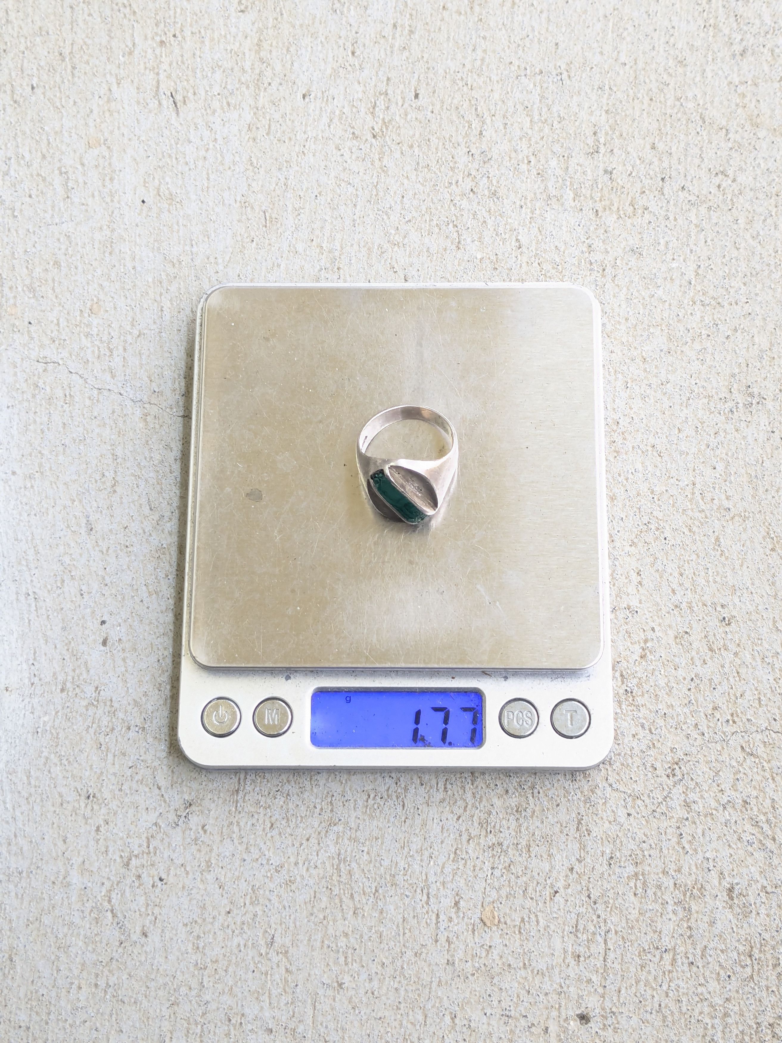 Jewelry Vintage Sterling Silver Ring Green Malachite Taxco 13.25 Size ONE SIZE - 13 Thumbnail