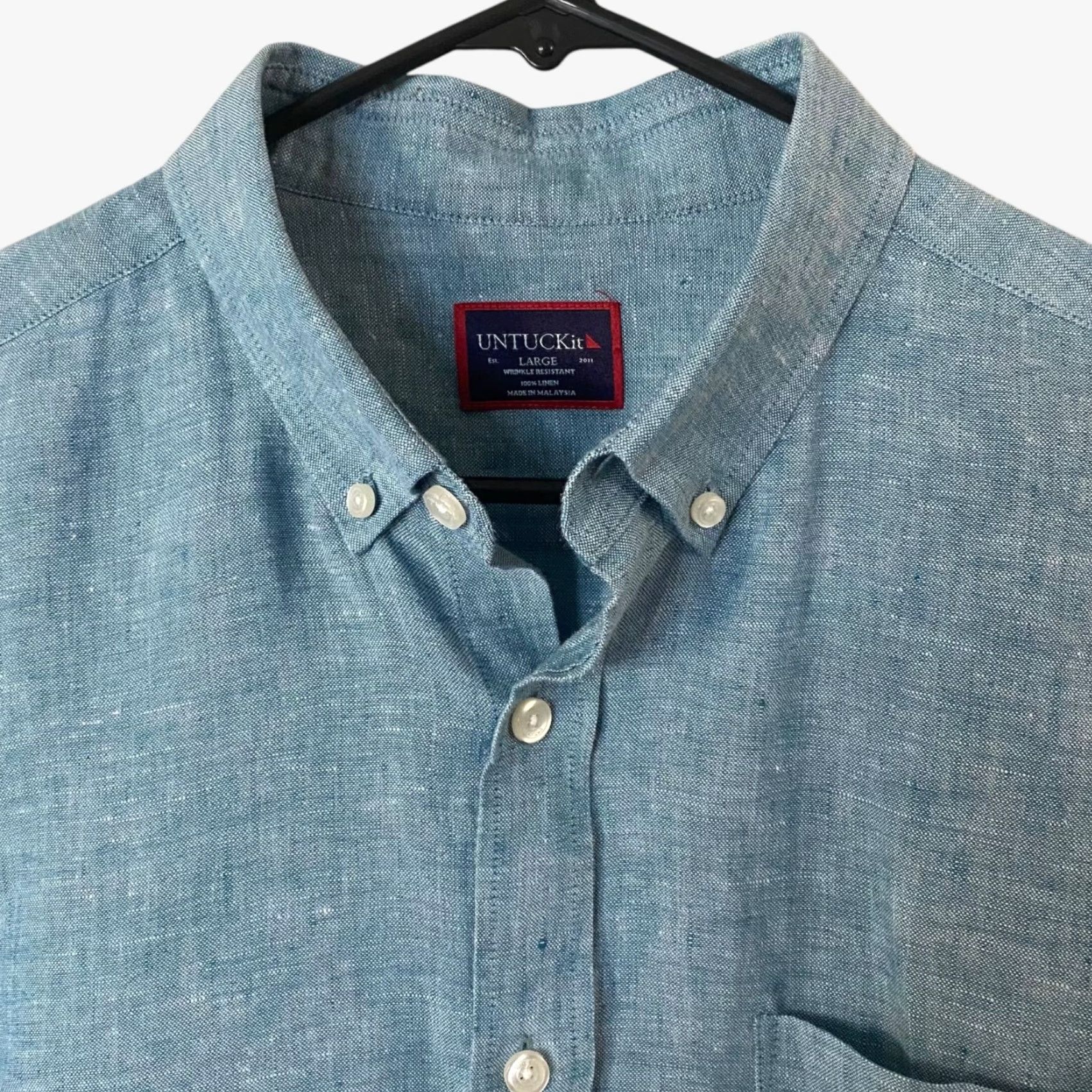 UNTUCKit UNTUCKit Button-Down Linen Shirt Men’s Large Blue Long Sleeve Business Casual Size US L / EU 52-54 / 3 - 5 Thumbnail