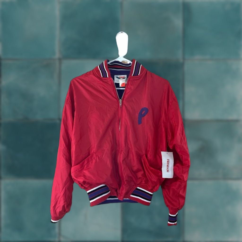 PONY VINTAGE PONY Reversible Bomber Jacket Womens Medium Red / Purple 80s 90s NWT Deadstock Size M / US 6-8 / IT 42-44 - 1 Thumbnail