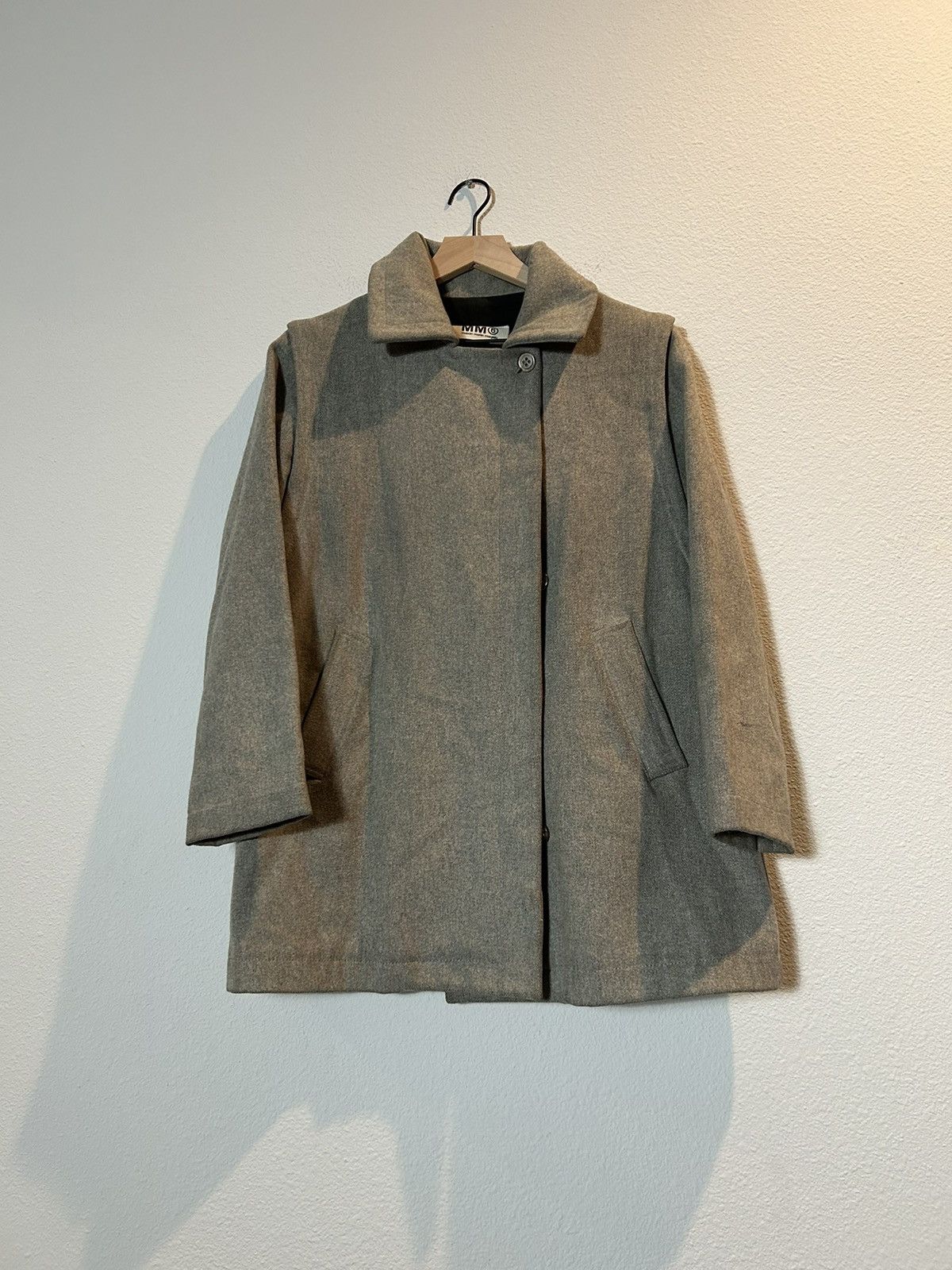 image of Maison Margiela Overwaist Felt Peacoat in Grey, Men's (Size Medium)