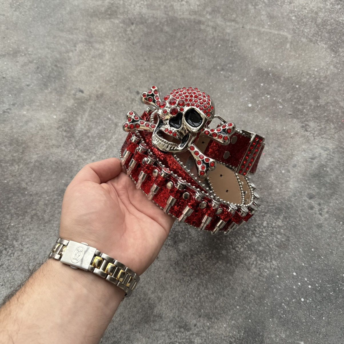 If Six Was Nine Amazing Y2K Rhinestones Skull BB Simon Style Belt Size ONE SIZE - 4 Thumbnail