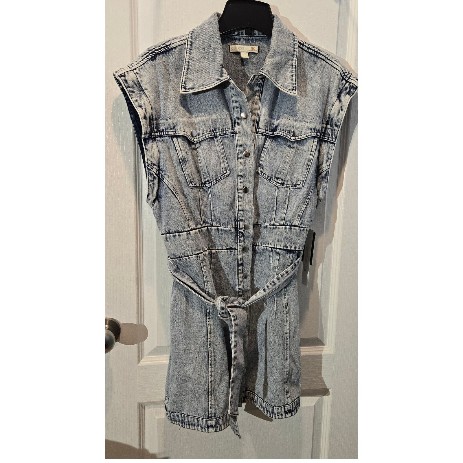 Other NWT denim dress convertible sleeves Culpos X INC sz L Size L / US 10 / IT 46 - 2 Thumbnail