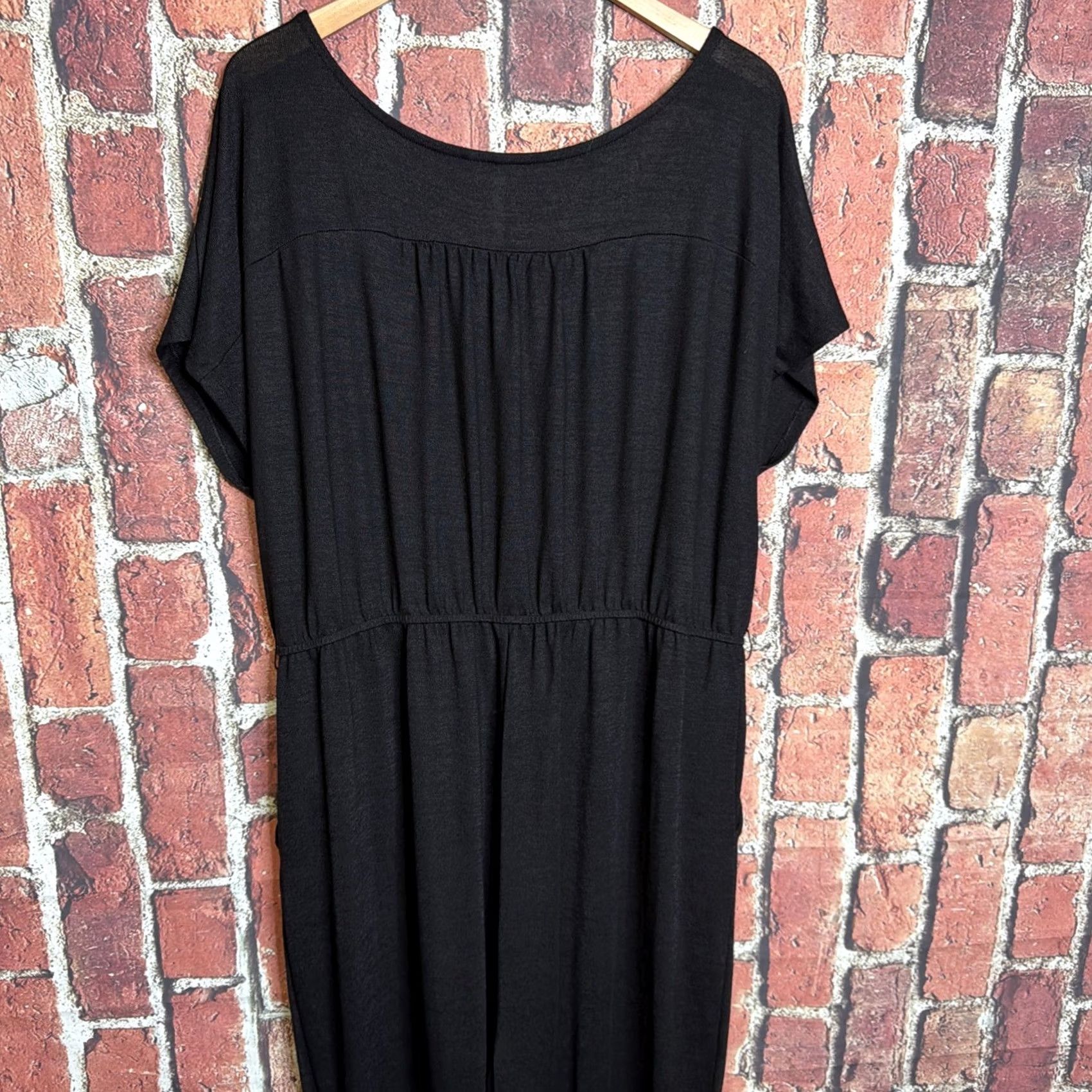 Gap VINTAGE Gap Womens Plus Size 2XL Rayon Blend Short Sleeve Black Jumpsuit Lightweight Denim Black Womens 2XL Short Sleeve Jumpsuit Gap Size 40" / US 18 - 4 Thumbnail