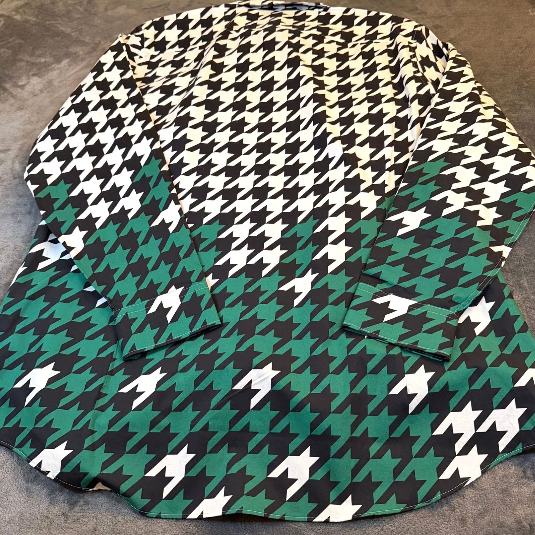 Murano Murano Houndstooth Button Down Shirt Black White Green 100% Cotton Mens 3XT NWT Size US XXL / EU 58 / 5 - 4 Thumbnail