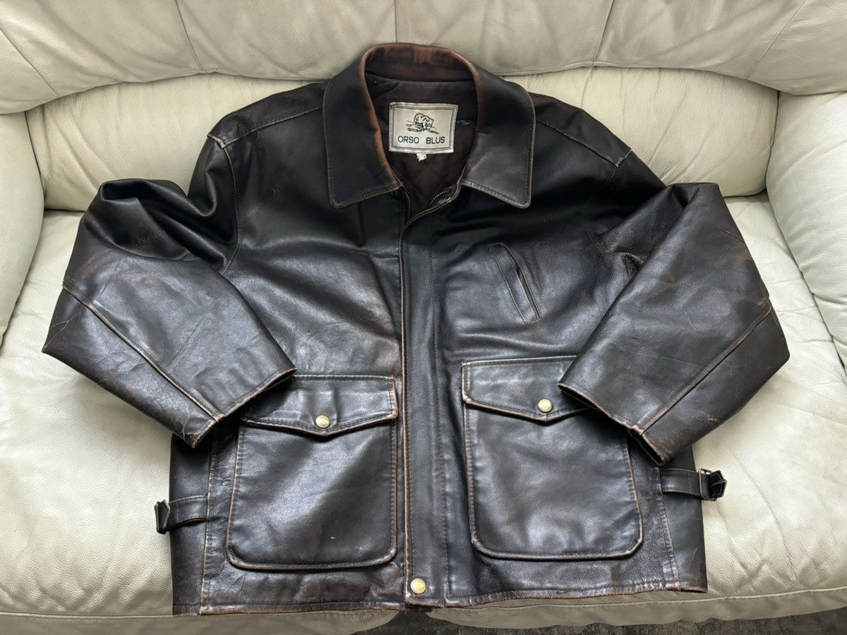 Vintage Vintage ORSO BLUS Aviator Leather Jacket size CL Size US XL / EU 56 / 4 - 1 Thumbnail
