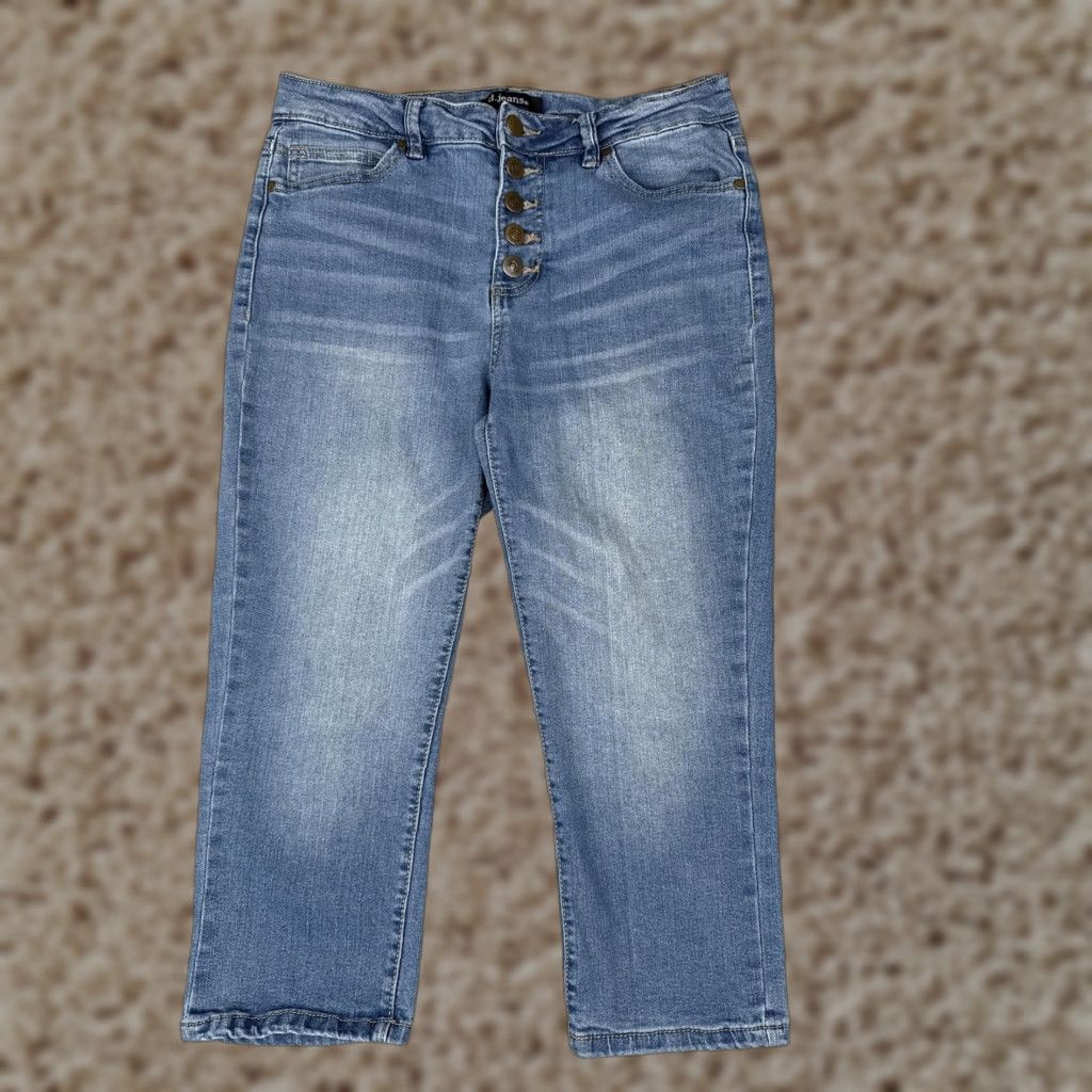 Vintage d.jeans Jeans Womens 6 Blue High Rise Button Fly Stretch Denim Cropped Capri 19L Size 28" / US 6 / IT 42 - 1 Thumbnail