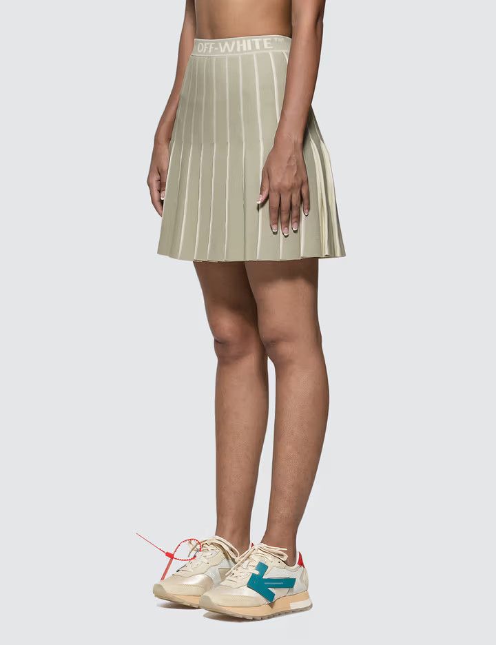 Off-White o1y1225 Logo Mini Skirt in Light Green/White Size 27" / US 4 / IT 40 - 2 Thumbnail