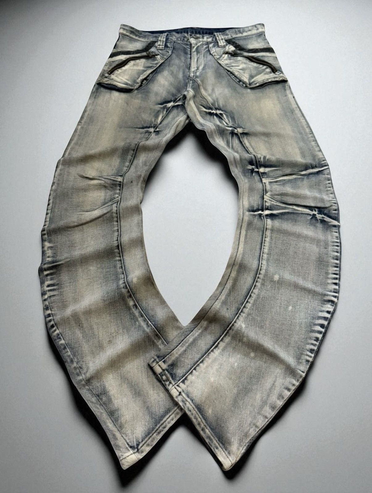 Vintage PPFM Curved Stacked Leg Denim Jeans Size W33