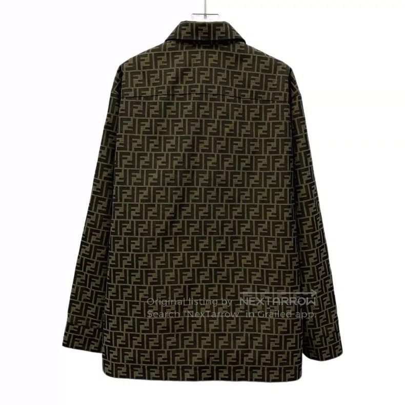 Fendi Fendi Dark brown logo letter all-over print long-sleeve sh Size US M / EU 48-50 / 2 - 2 Thumbnail