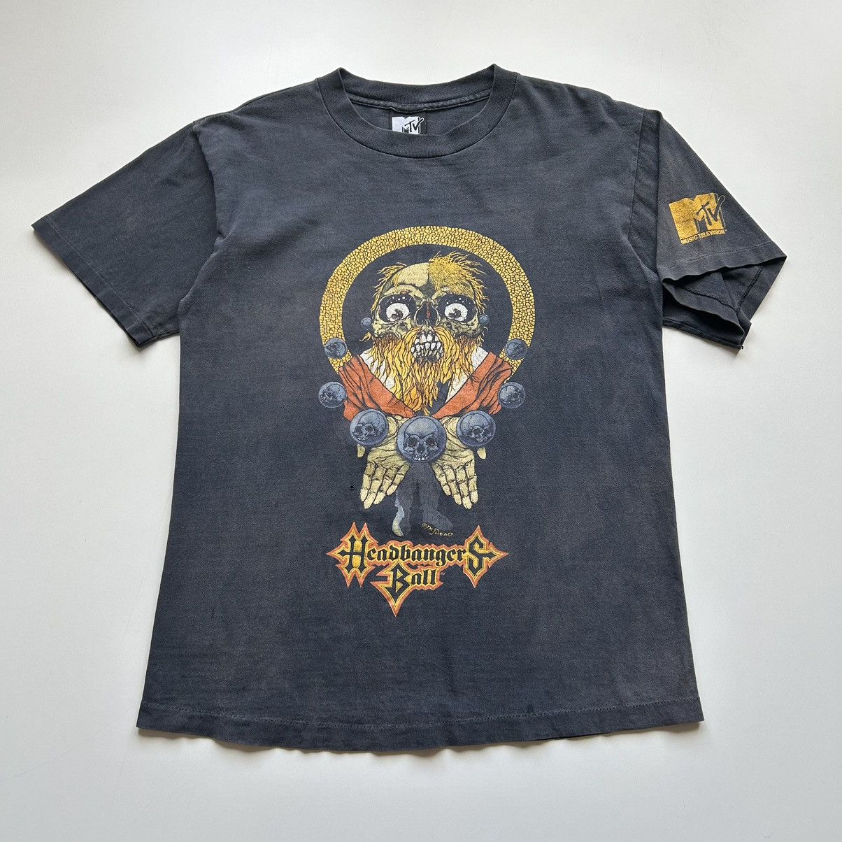image of Vintage 1991 Head Bangers Ball Mtv Pushead Graphic T Shirt in Black, Men's (Size Large)