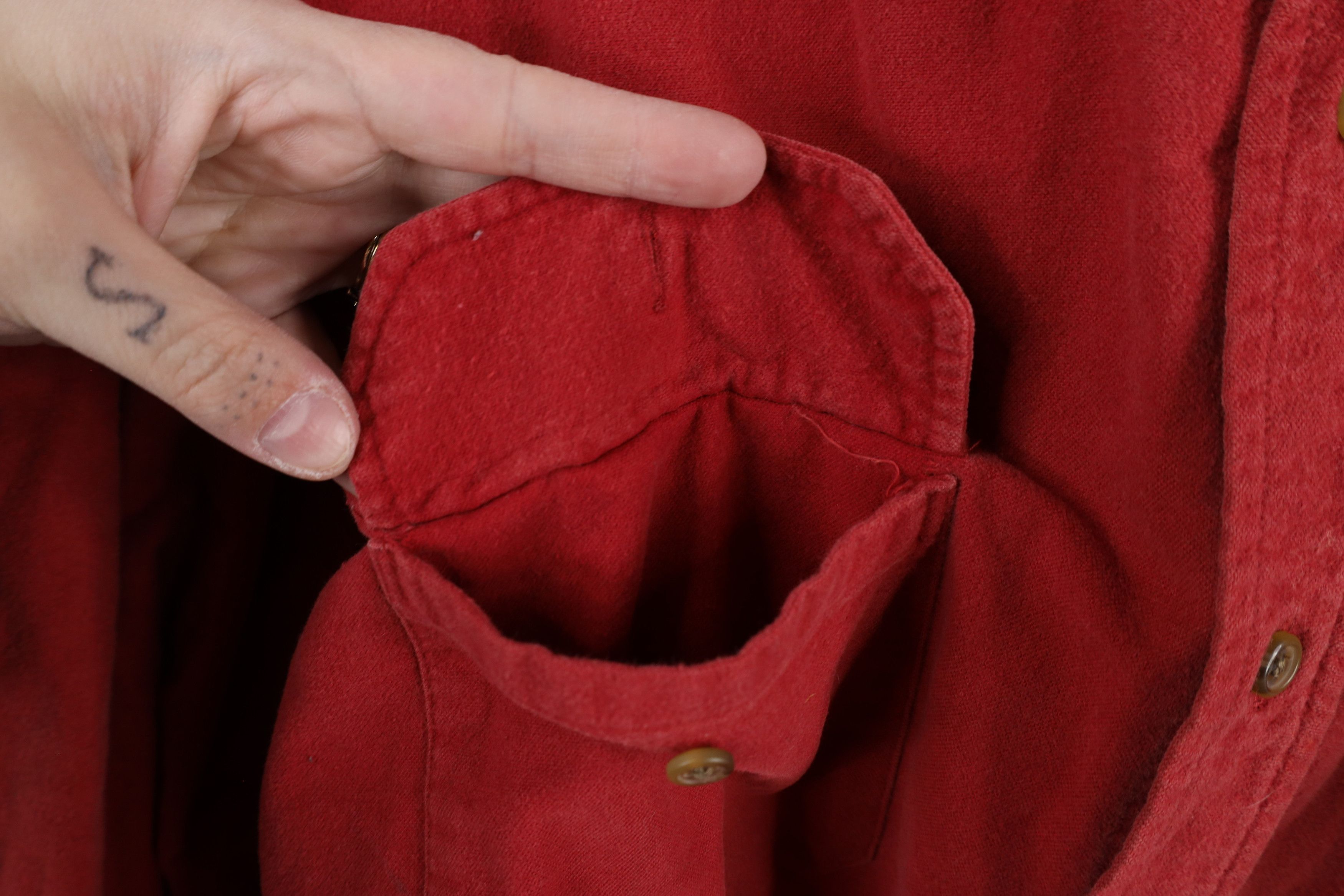 Lands' End × Vintage Vintage 90s Lands End Chamois Cloth Button Down Shirt Red Size US XL / EU 56 / 4 - 9 Thumbnail