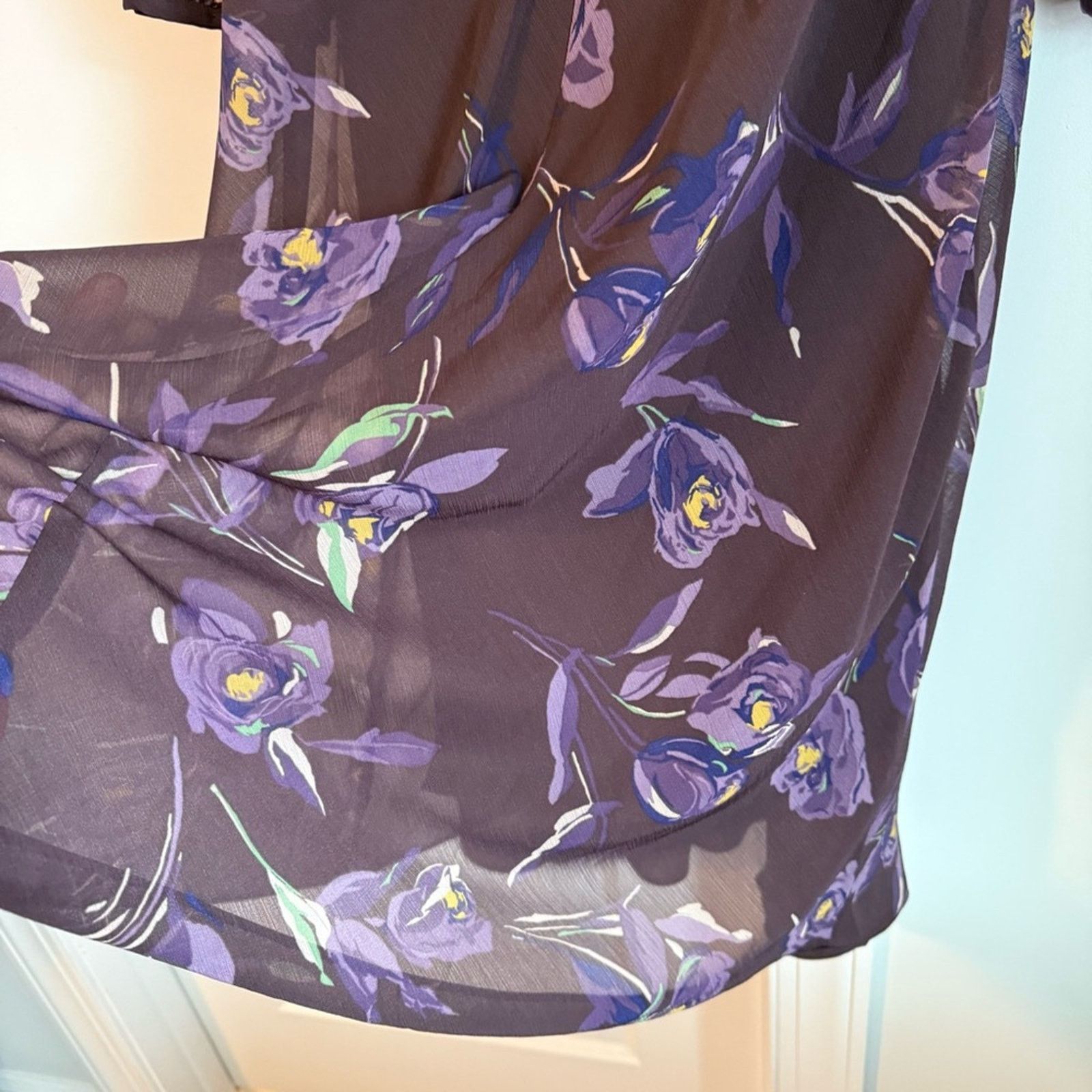 Lauren Ralph Lauren Elegant Brown and Purple Floral Ralph Lauren Dress Size XL / US 12-14 / IT 48-50 - 5 Thumbnail