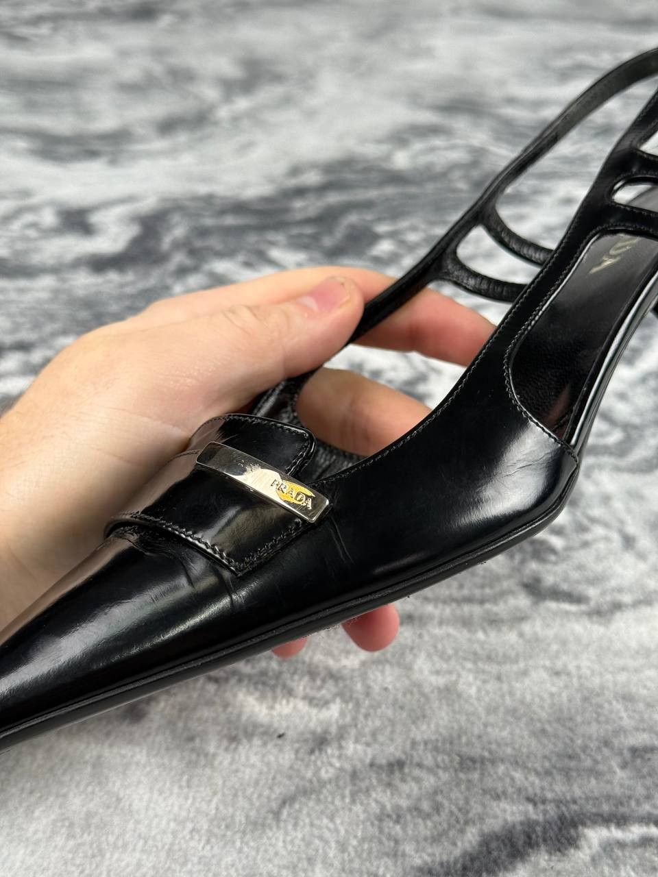 Prada PRADA Leather Slingback Pointed Pumps Size US 6.5 / IT 36.5 - 19 Thumbnail