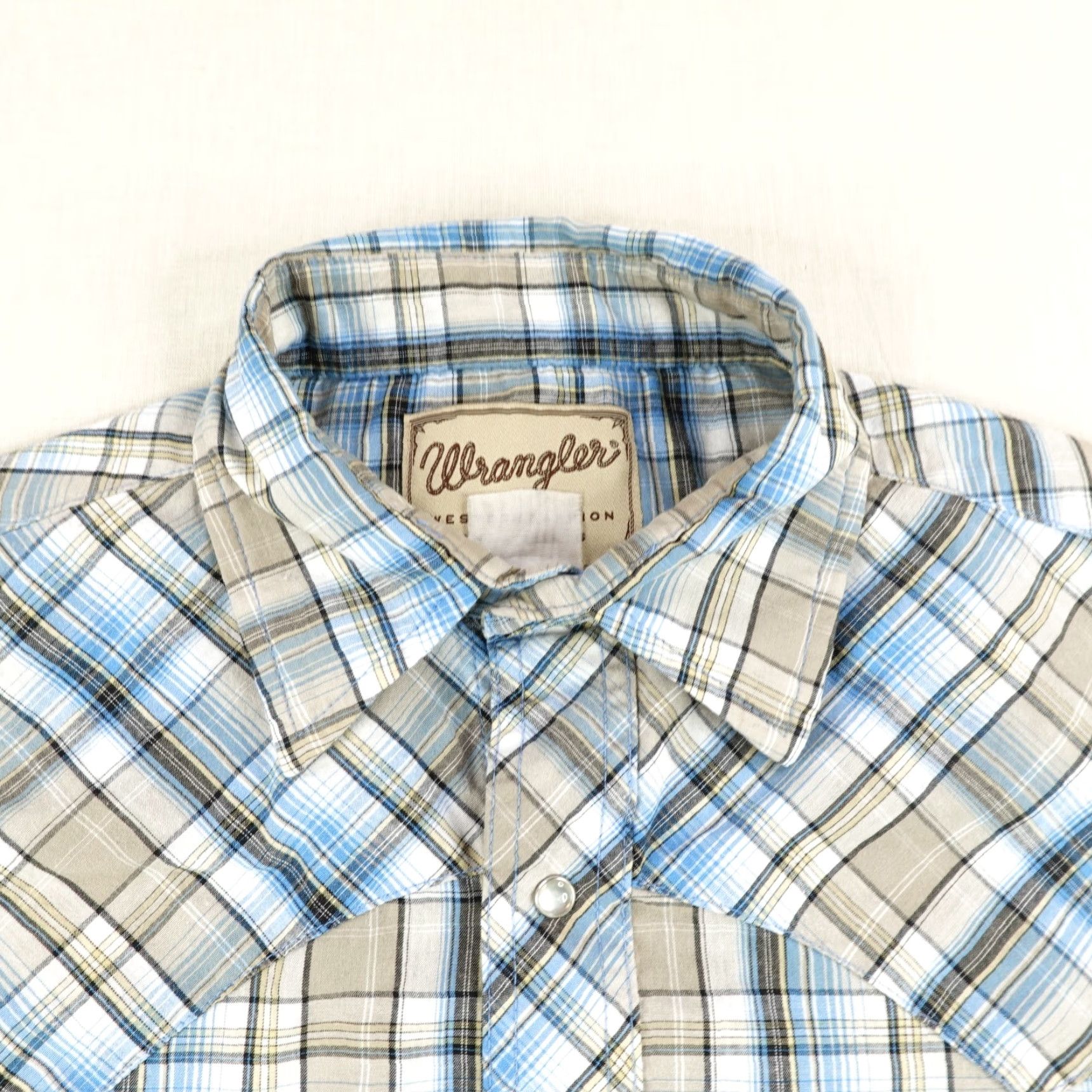 Wrangler VINTAGE Wrangler Shirt Mens M Blue Beige Plaid Western Saw Tooth Pearl Snap Rodeo Cowboys Size US M / EU 48-50 / 2 - 2 Thumbnail