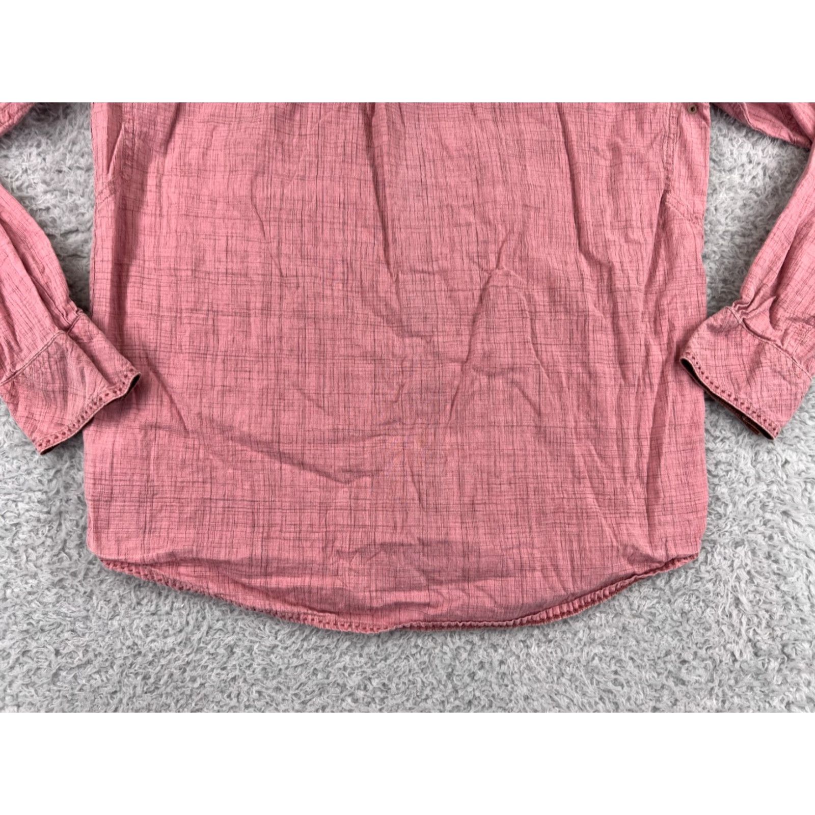 Prana prAna Mens Button-Up Shirt Medium Pink Long Sleeve With Pockets Crosshatch Pattern Size US M / EU 48-50 / 2 - 7 Thumbnail