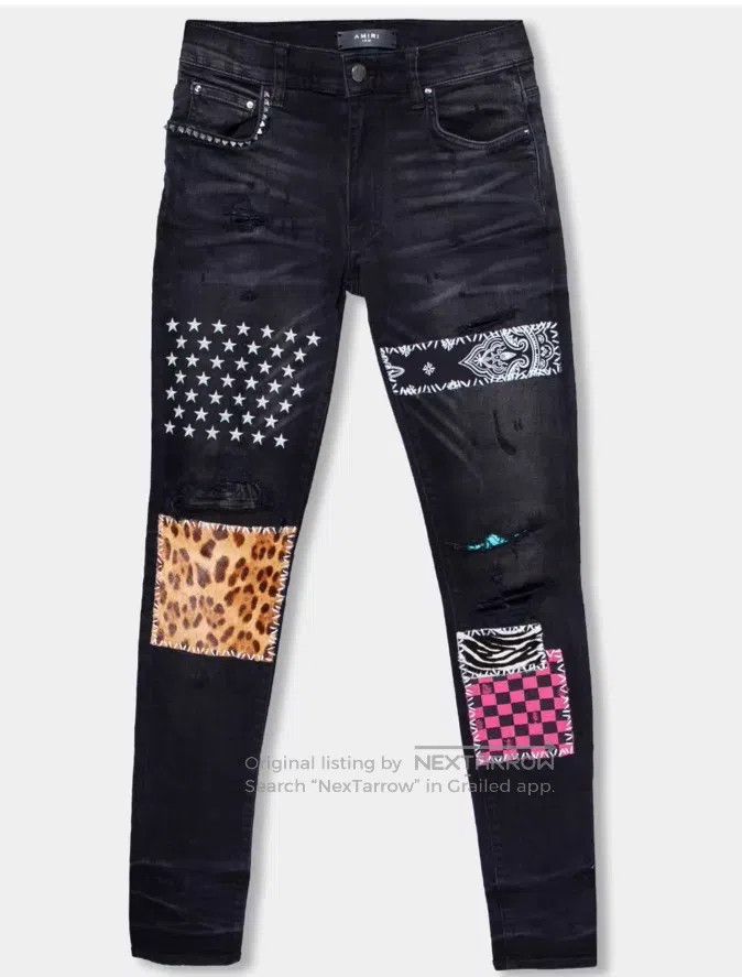 Amiri Amiri Black pieced denim pants Size US 28 / EU 44 - 1 Thumbnail