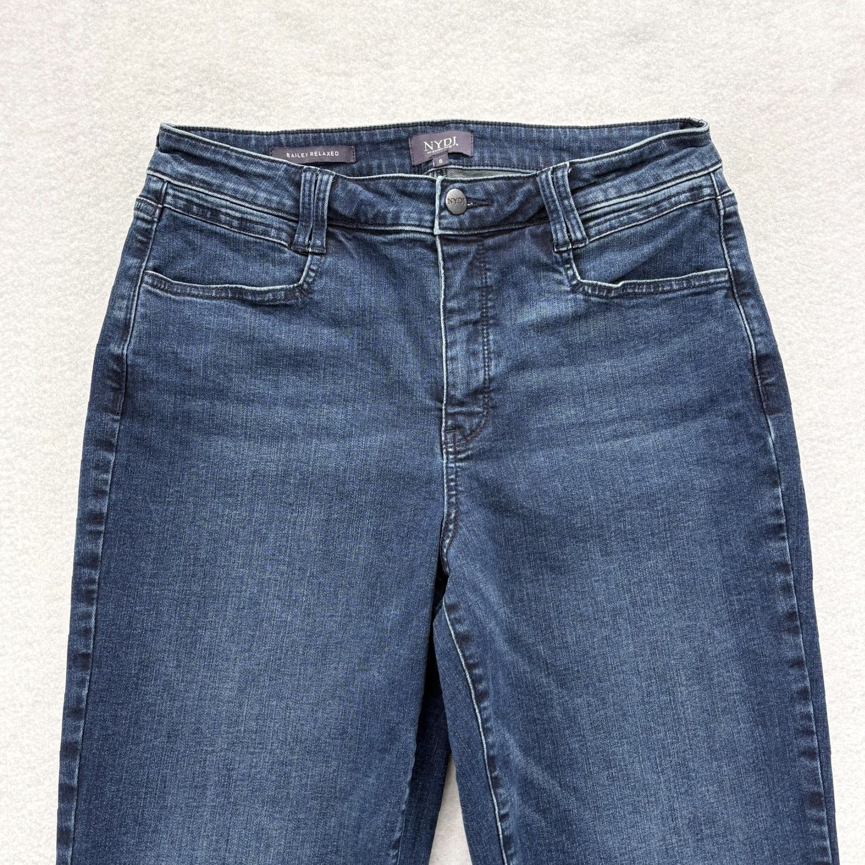 NYDJ NYDJ Bailey Relaxed Jeans Womens 8 Blue Dark Wash Denim Stretch Straight Leg Size 30" / US 8 / IT 44 - 2 Thumbnail