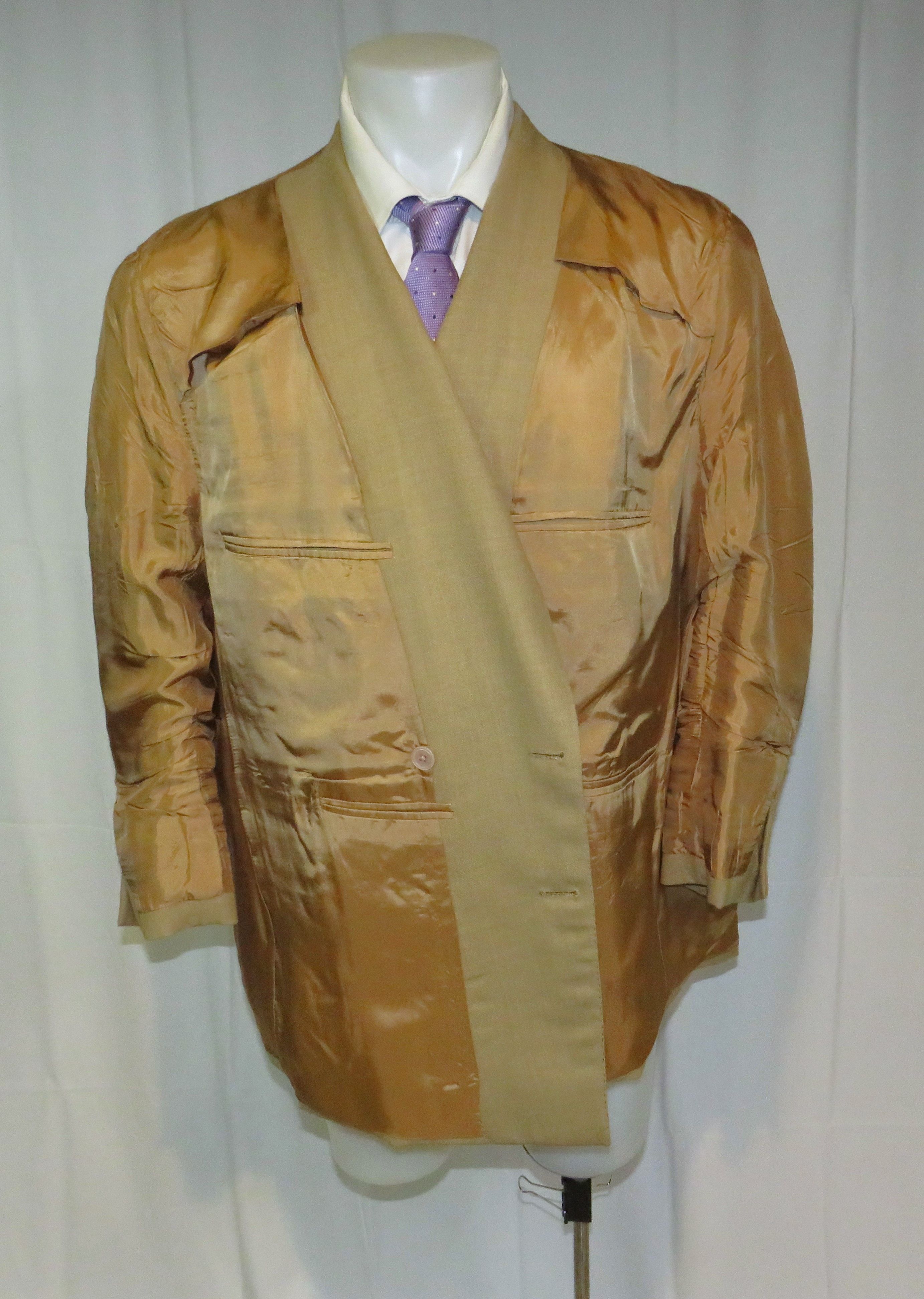 Henry Poole Bespoke Beige Hopsack Double Breasted Sport Coat 46R Size 46R - 16 Thumbnail
