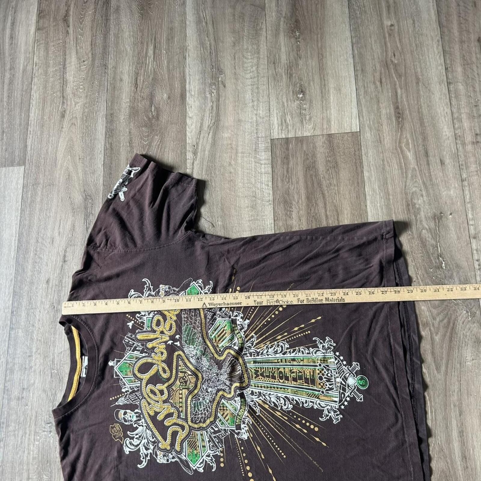Affliction Brown y2k Big Print Graphic t shirt style size XL Size US XL / EU 56 / 4 - 6 Thumbnail