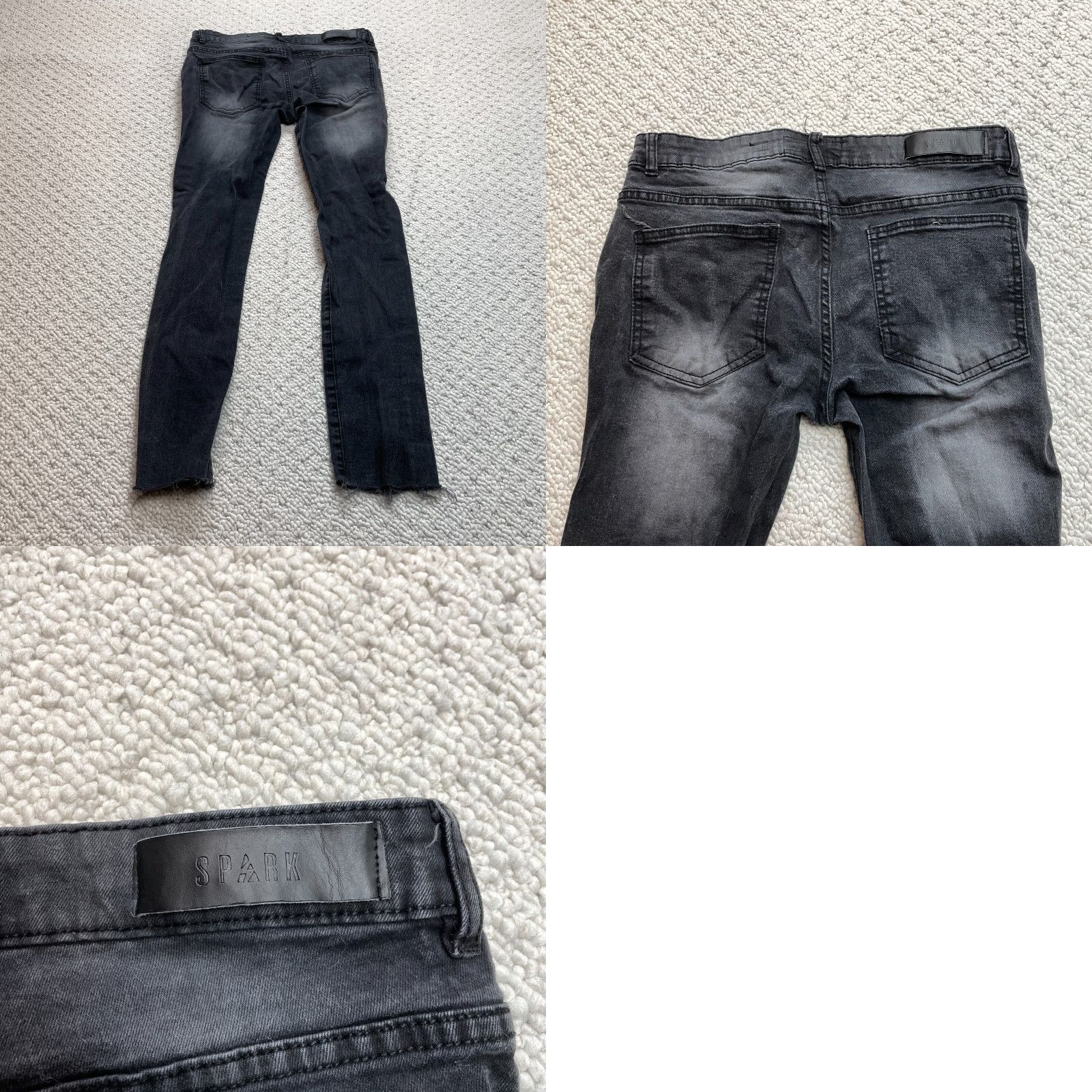 Vintage Spark Distressed Jeans Mens 32 x 32 Black Denim Slim Straight Low Rise 5-Pocket Stretch Size US 32 / EU 48 - 9 Thumbnail