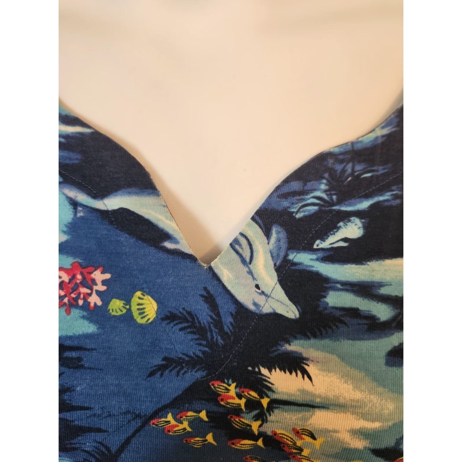Vintage VINTAGE Fashion Bug Shirt 4X Blue Dolphin Floral Palm Tree Beachy 90s Casual Womens Womens Size XXL / US 16-18 / IT 52-54 - 3 Thumbnail