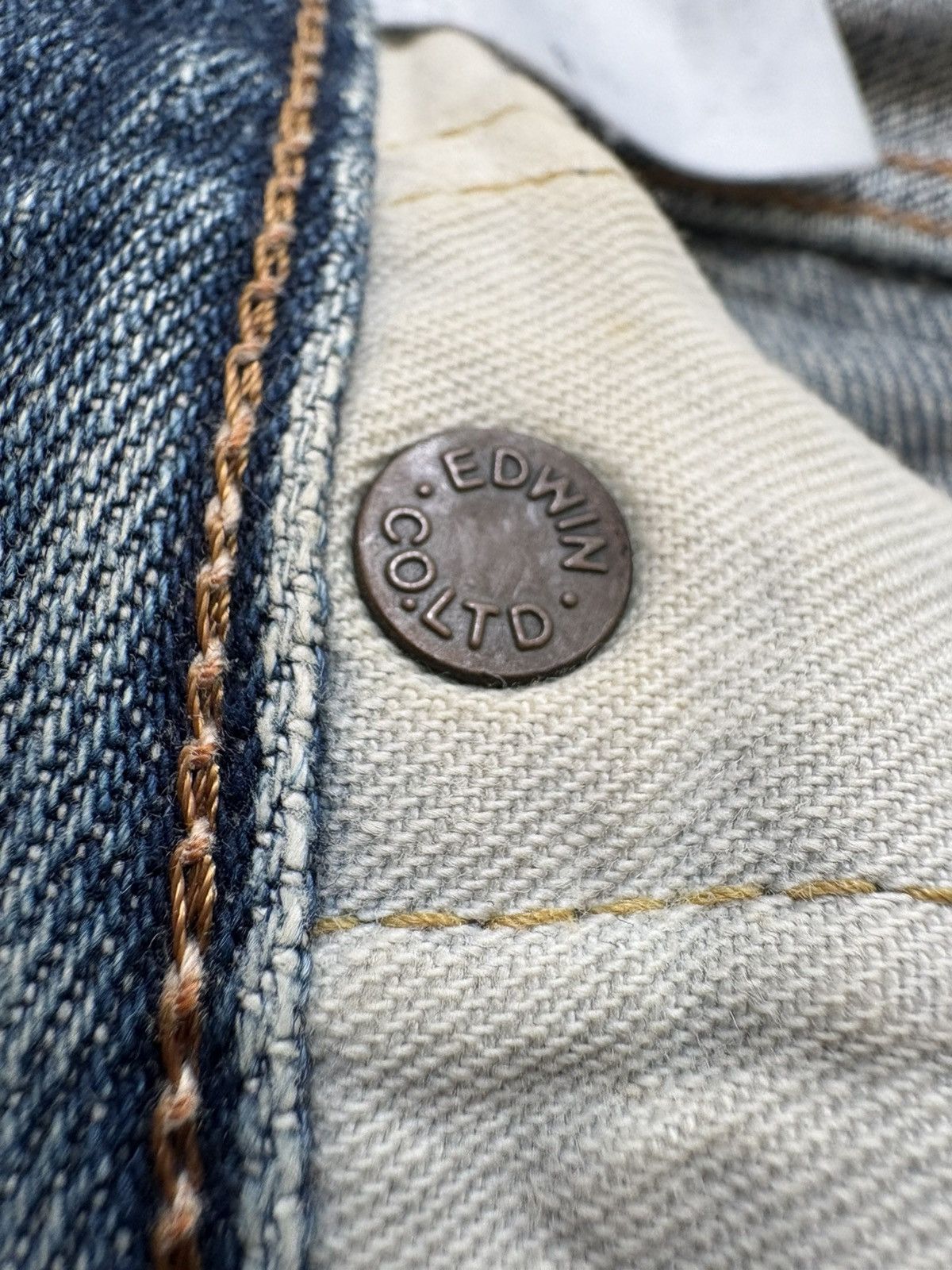 Edwin Edwin 505X Selvedge Orange Tab Distressed Denim Jeans Size US 31 - 19 Thumbnail