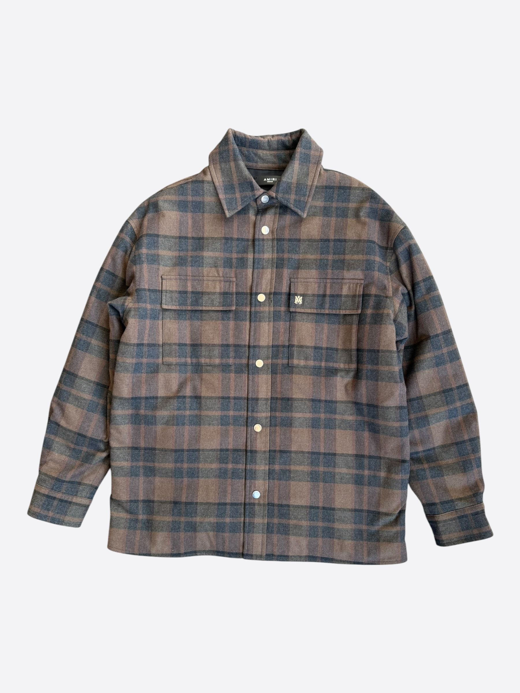 Amiri Amiri Brown Plaid MA Logo Padded Overshirt Size US M / EU 48-50 / 2 - 1 Thumbnail