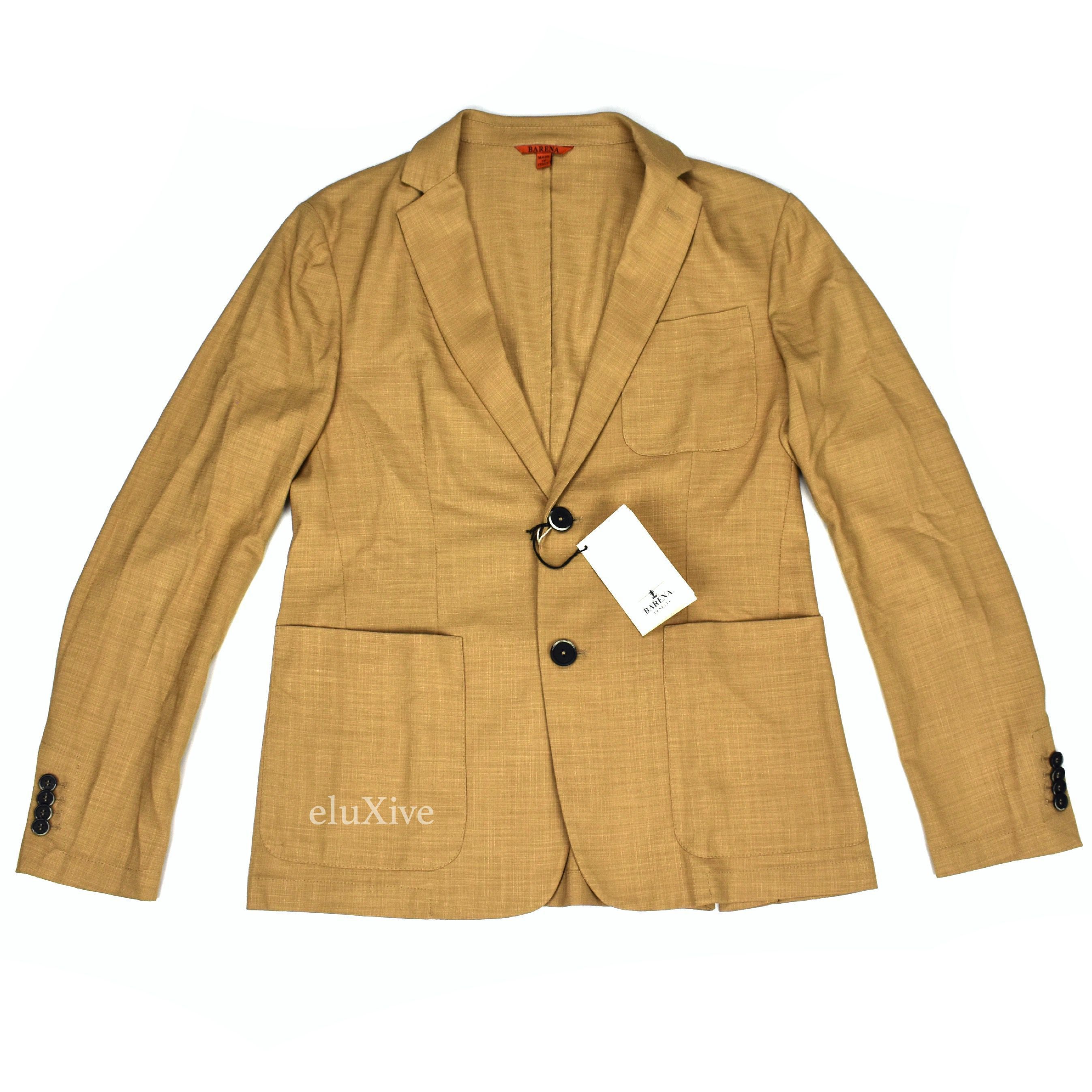 Barena Barena Tan Textured Vicose Unlined Blazer Size 42R - 1 Preview