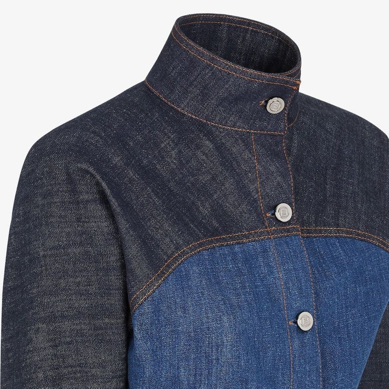 Fendi o1loc1c0126 Two-tone Denim Cropped Jacket in Blue Size S / US 4 / IT 40 - 3 Thumbnail