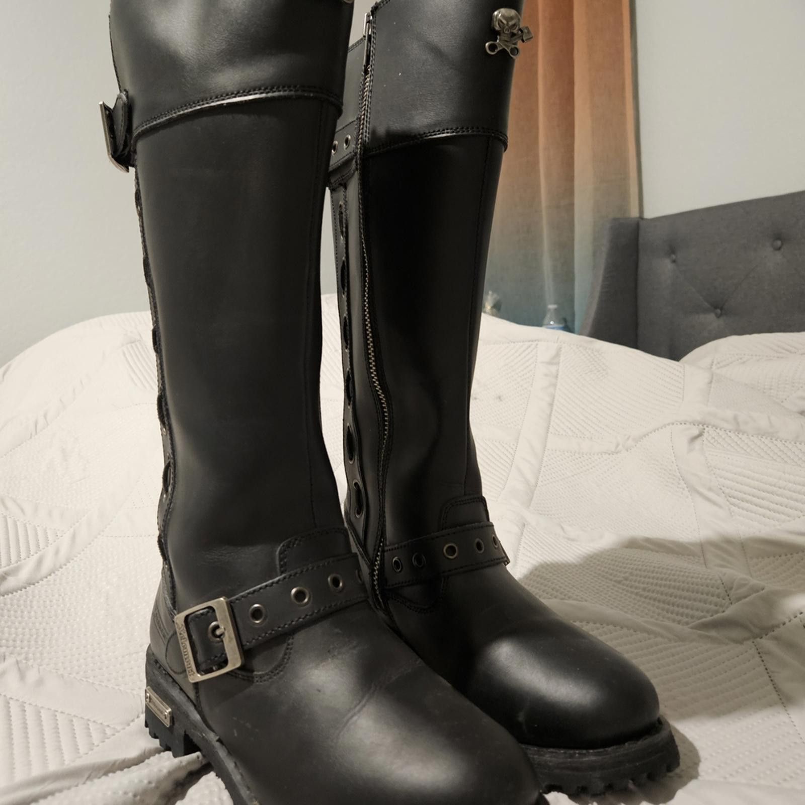 Xelement Xelement Sleek Black Leather Motorcycle Combat Boots Size US 8 / IT 38 - 5 Thumbnail