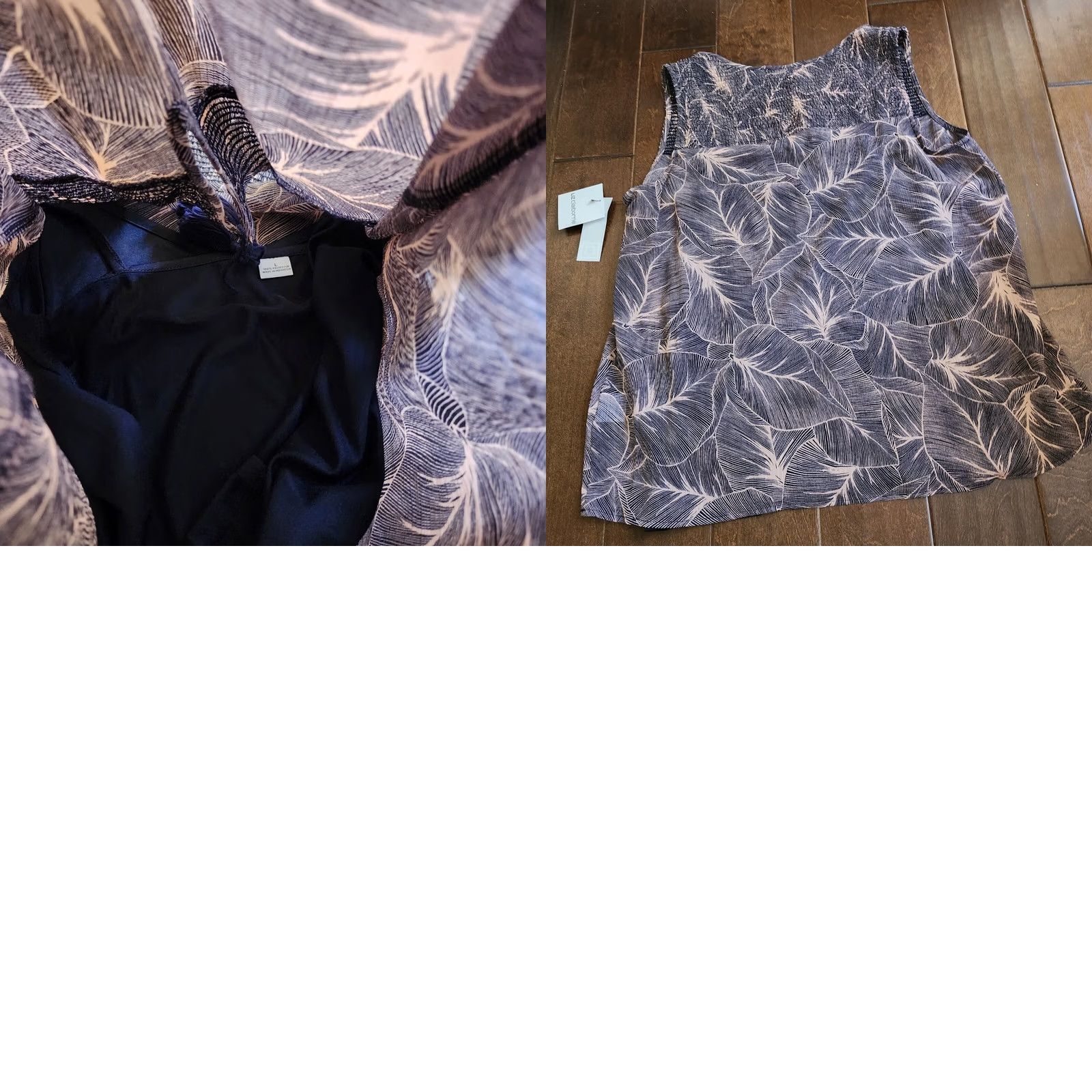 Liz Claiborne Liz Claiborne Women's Leaf Print Sleeveless Tassel Blouse & Underneath Top Sz L Size L / US 10 / IT 46 - 11 Thumbnail