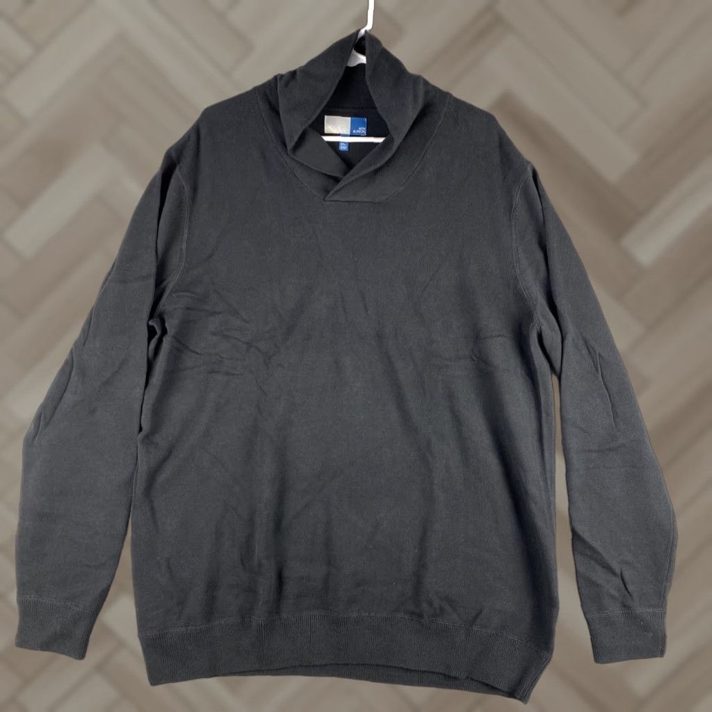 Vintage VINTAGE? No— ignore. Title: 14th & Union Sweater Womens XL Solid Black Long Sleeve V-Neck Pullover Casual Knit Cotton Blend Regular Fit Size XL / US 12-14 / IT 48-50 - 1 Thumbnail