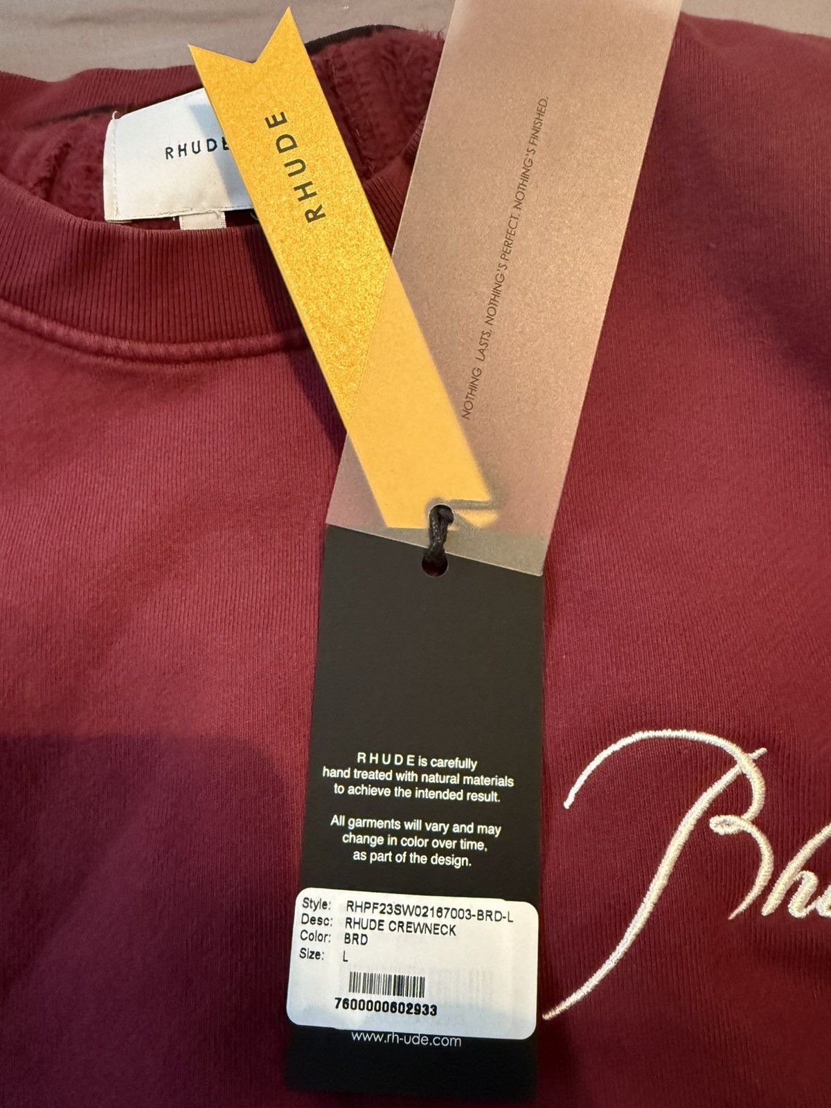Rhude Rhude Crewneck Bordeaux Size US L / EU 52-54 / 3 - 7 Thumbnail