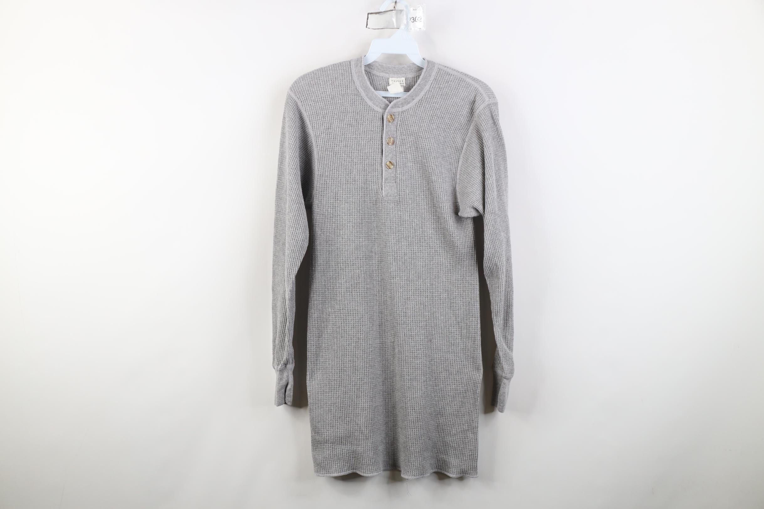 Vintage Vintage 90s Streetwear Waffle Knit Henley T-Shirt Gray Size US XL / EU 56 / 4 - 1 Thumbnail