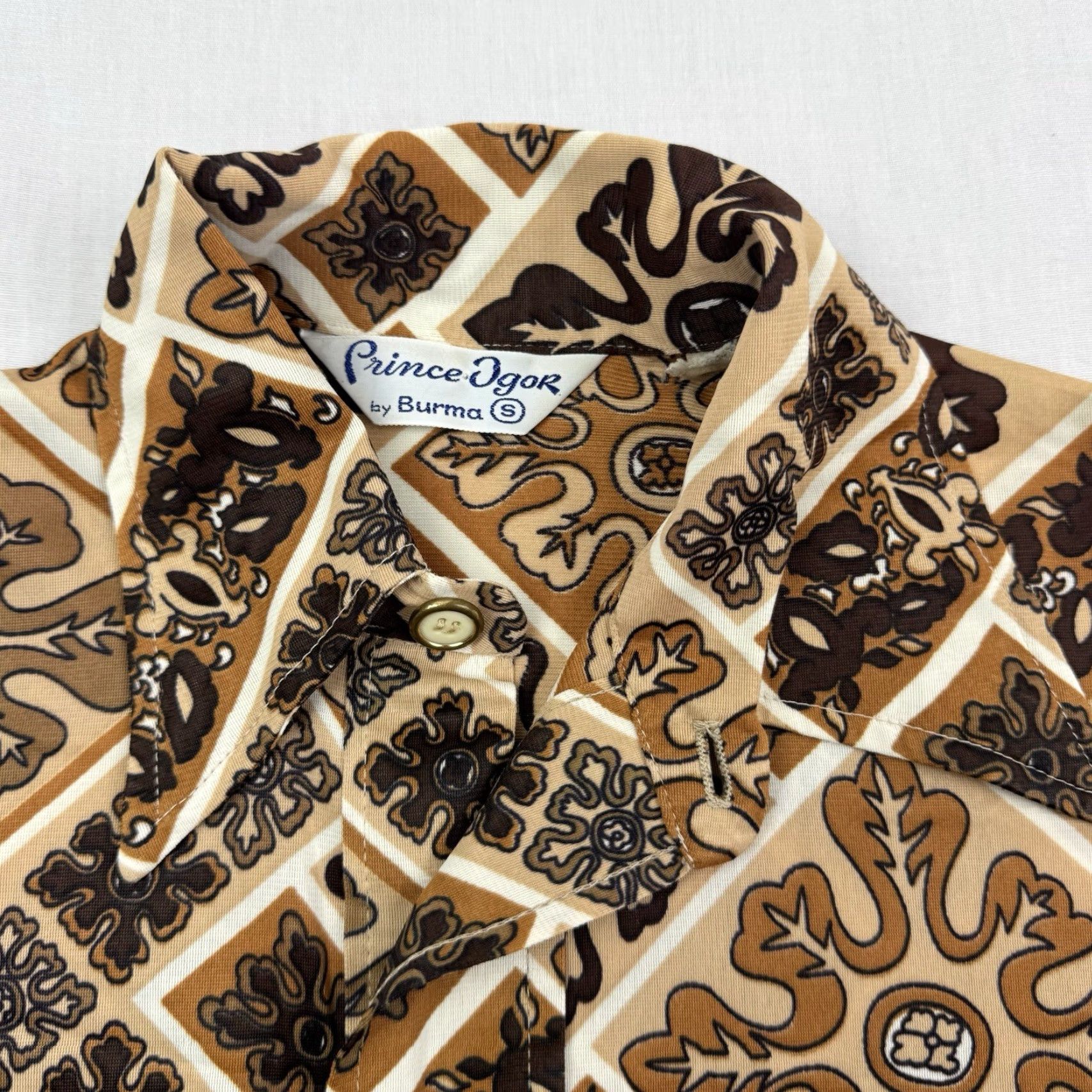 Vintage VINTAGE Prince Igor By Burma Polo Shirt Small Mens Adult S Brown Geometric Hipster 60s 70s Mid Century USA Size US S / EU 44-46 / 1 - 5 Thumbnail