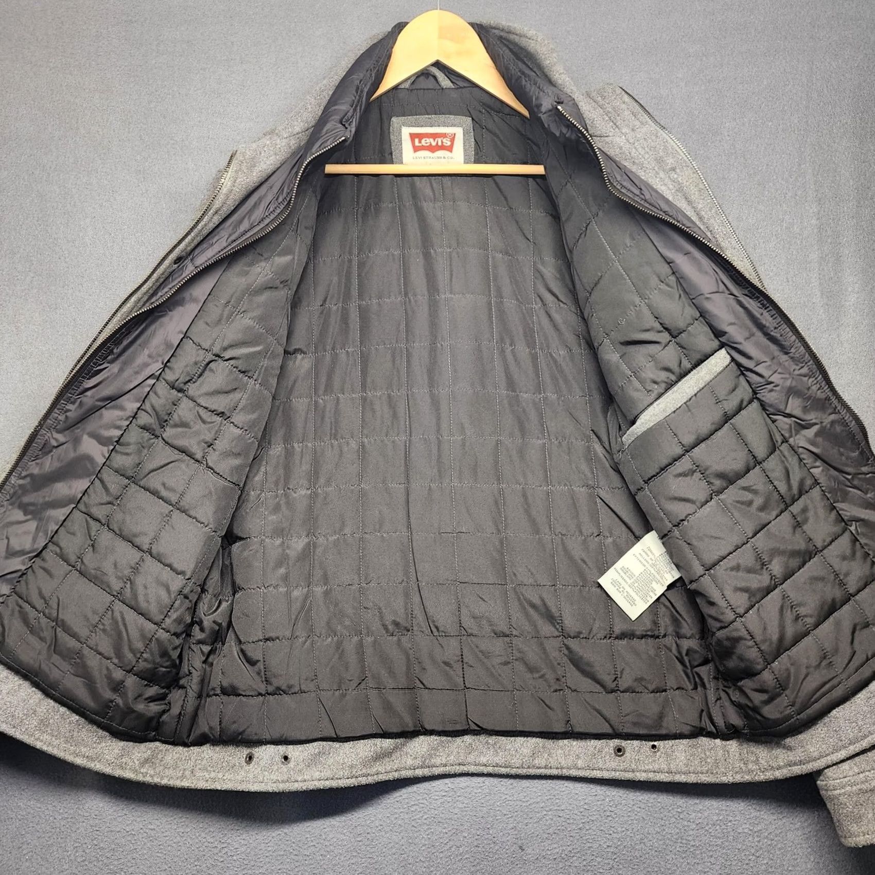 Levi's Levi's Jacket Mens Large Gray Wool Blend Quilted Lined Field Coat Snap Zip Military Jacket Pockets Zipper Logo Vintage No Mens Size US L / EU 52-54 / 3 - 3 Thumbnail