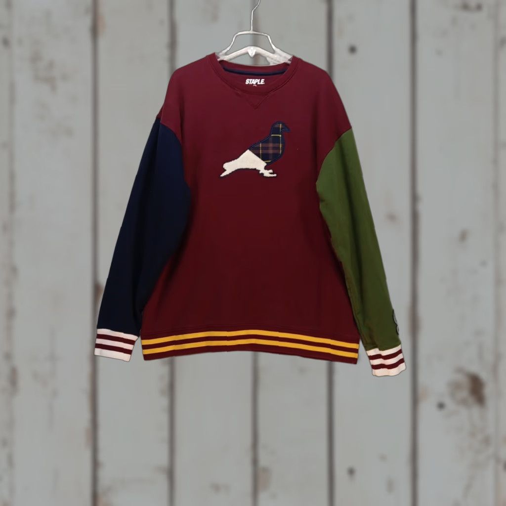 Staple Pigeon Sweatshirt Crew Neck Mens 3XL Color Block Embroidered Pigeon 97 Sweatshirt Vintage? No.