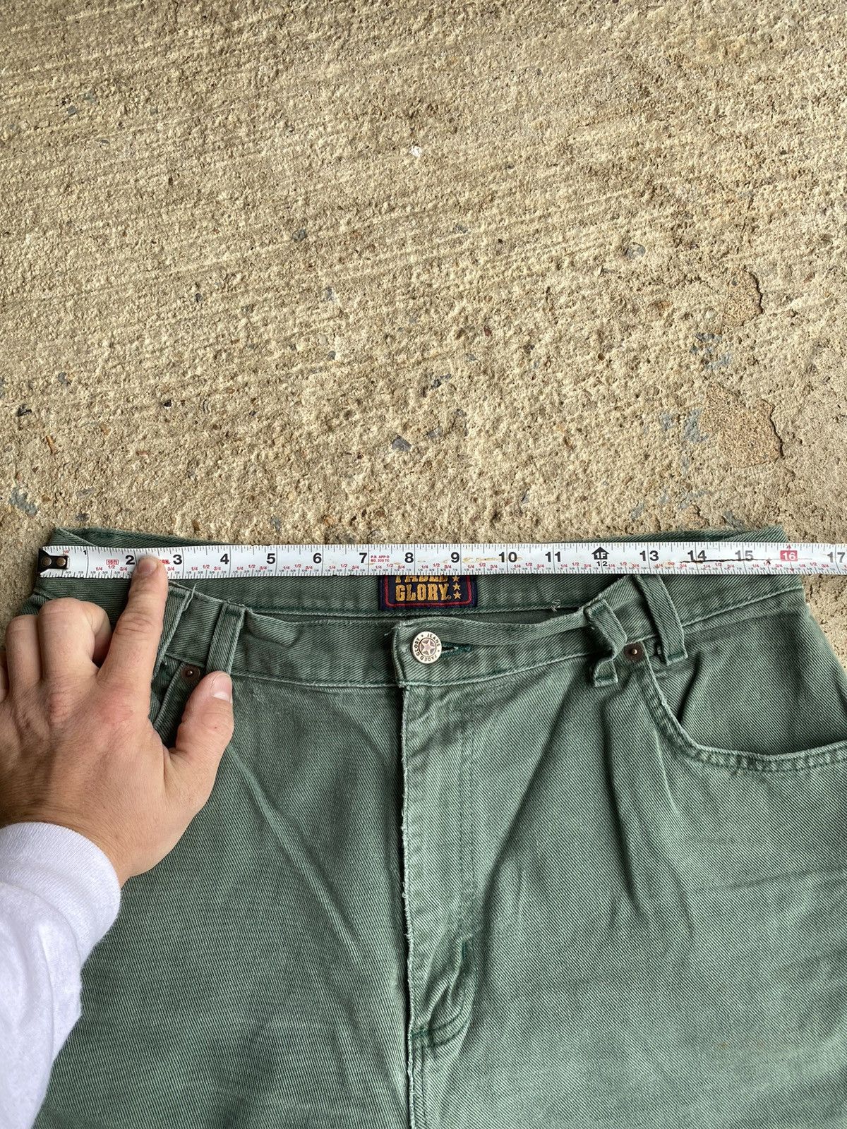 Faded Glory × Vintage Vintage 90’s Faded Glory Carhartt Style Faded Green Jeans Size US 32 / EU 48 - 13 Thumbnail