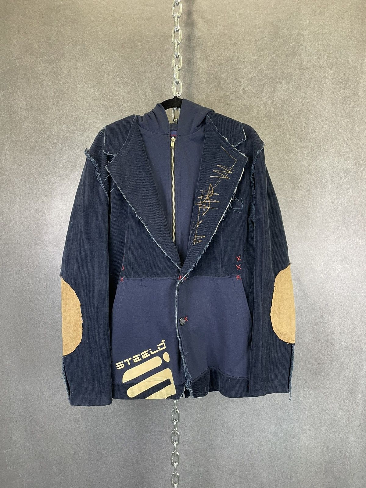 Vintage Y2K patchwork corduroy Steelo hoodie blazer jacket rare Size US M / EU 48-50 / 2 - 2 Thumbnail