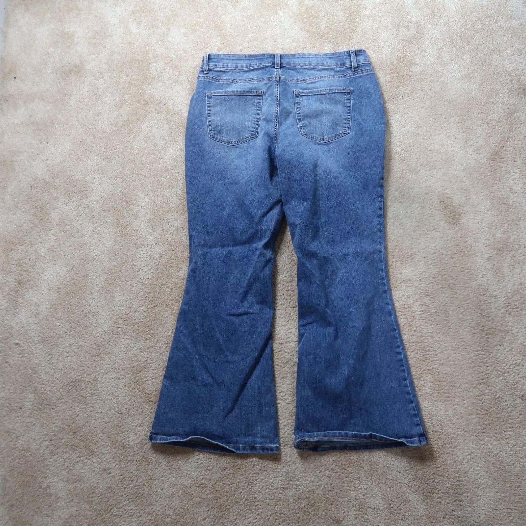 Vintage Maurices Jeans Classic Mid Rise Flare Leg Denim Blue 16 Women Adults 29in 5-Pocket Stretch Size 38" / US 16 / IT 52 - 6 Thumbnail