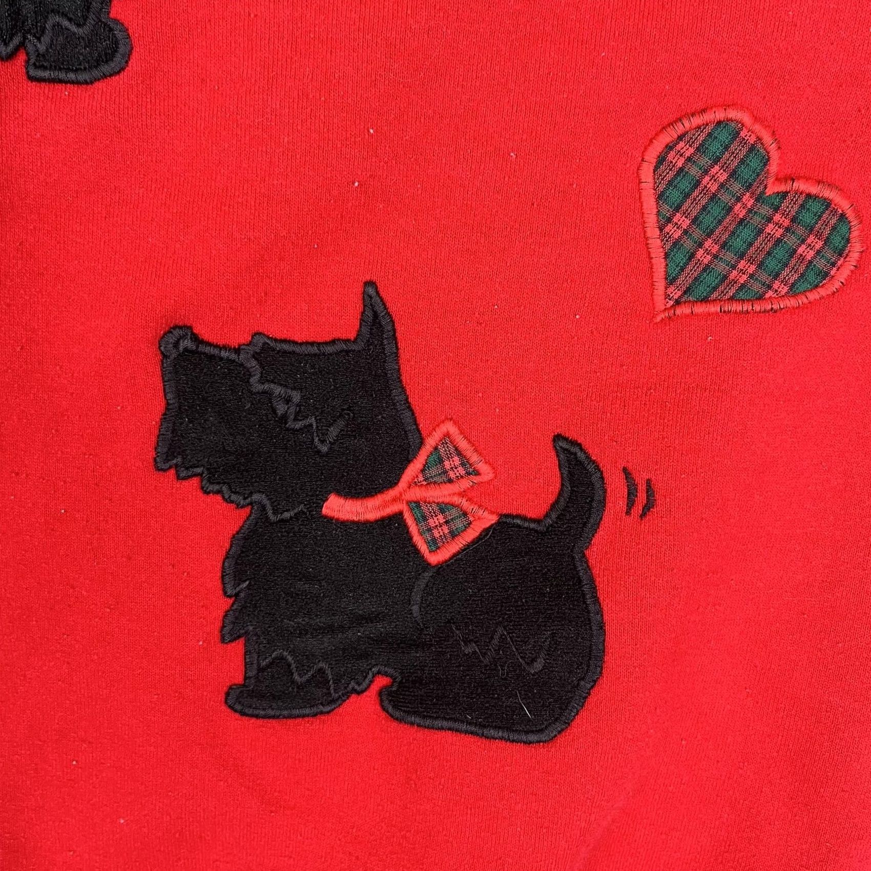 Jerzees VINTAGE Jerzees Sweatshirt Red Scottie Dog Hearts Fleece Crewneck Size L Womens Size L / US 10 / IT 46 - 2 Thumbnail